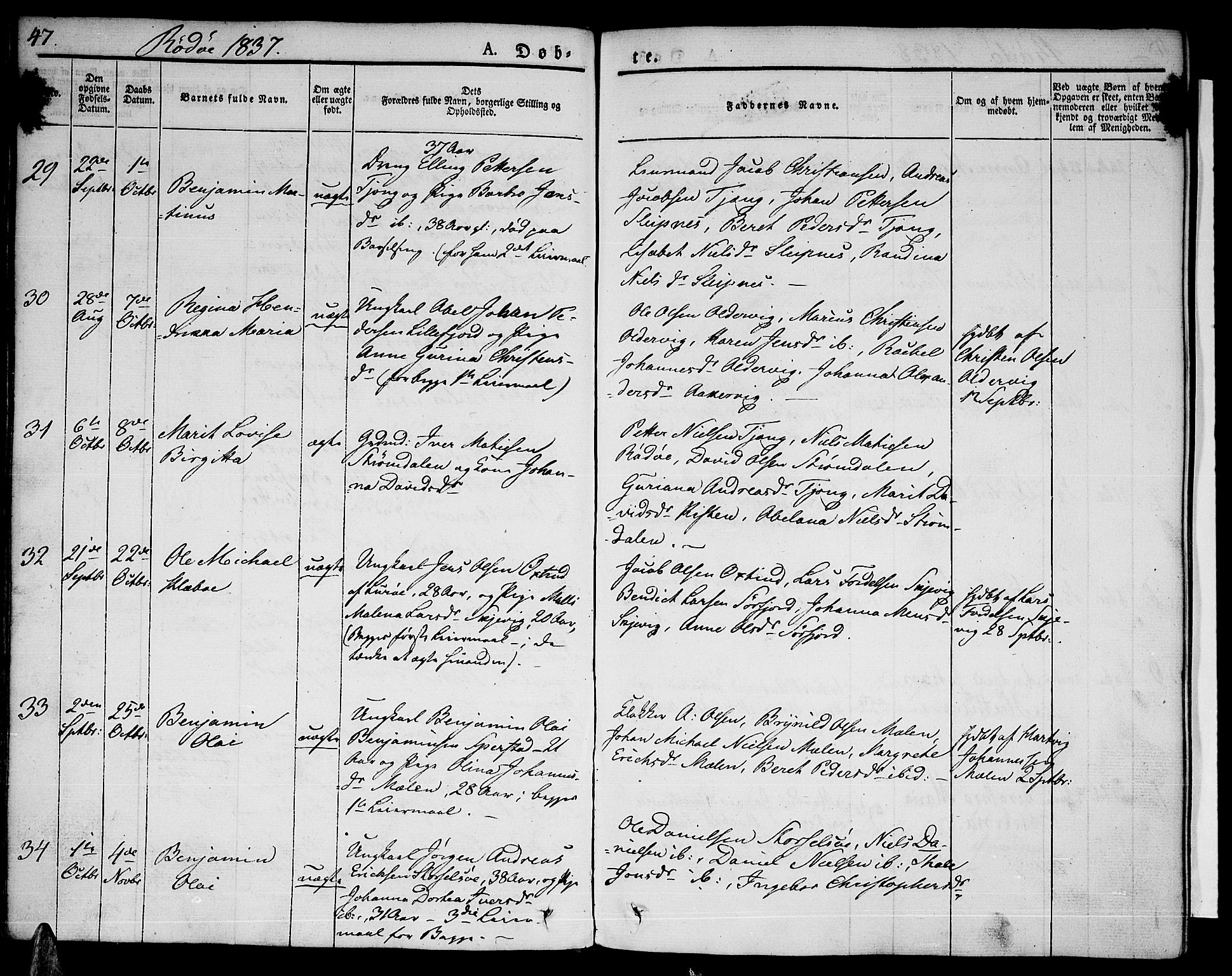 Ministerialprotokoller, klokkerbøker og fødselsregistre - Nordland, AV/SAT-A-1459/841/L0598: Parish register (official) no. 841A06 /1, 1825-1844, p. 47