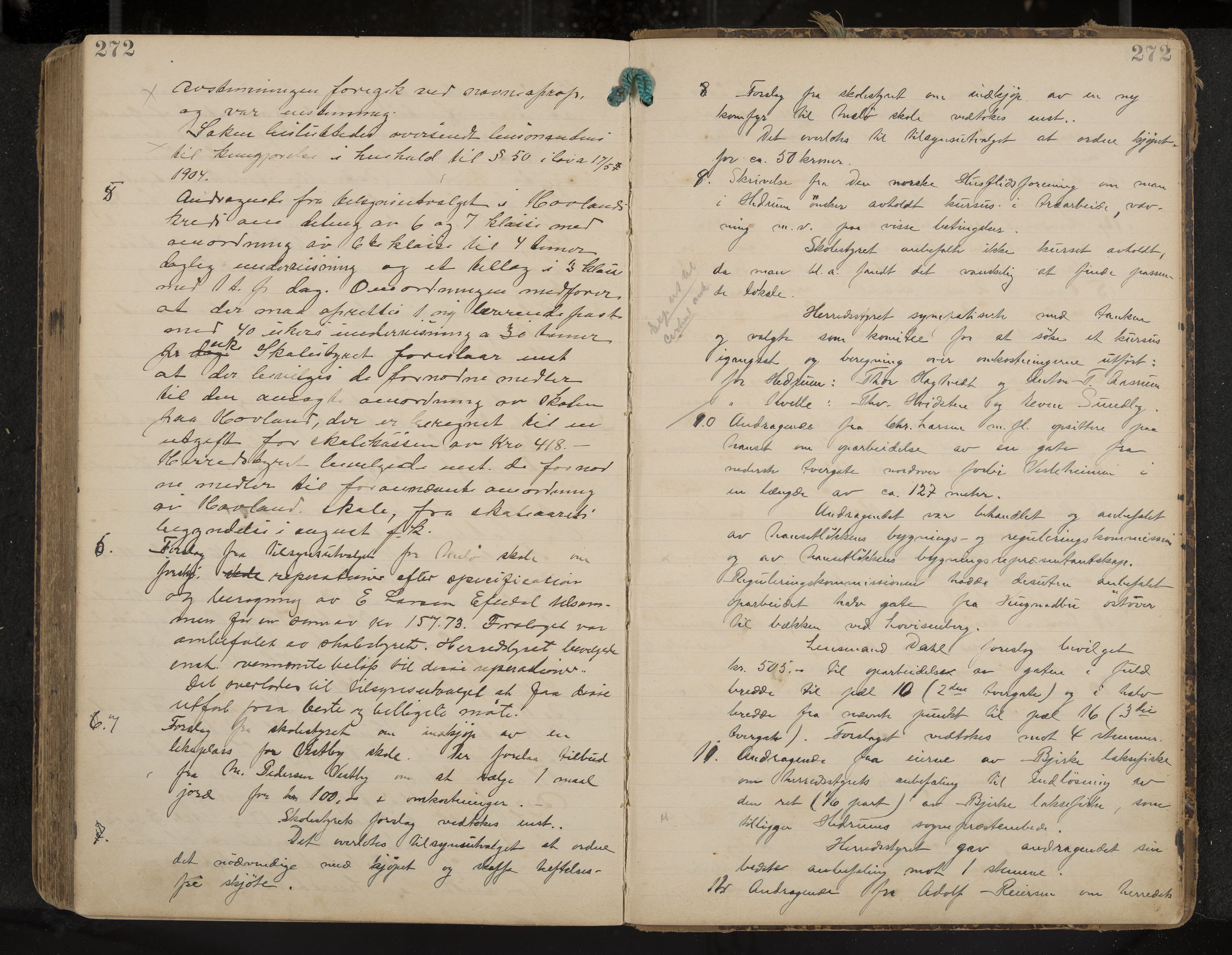 Hedrum formannskap og sentraladministrasjon, IKAK/0727021/A/Aa/L0005: Møtebok, 1899-1911, p. 272