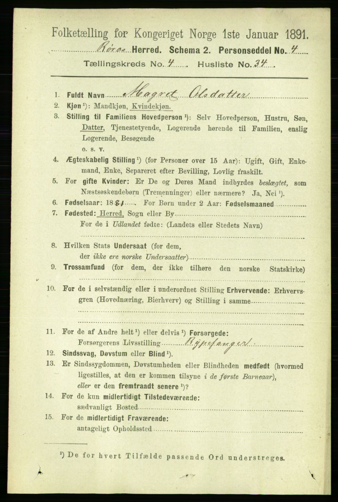 RA, 1891 census for 1640 Røros, 1891, p. 996