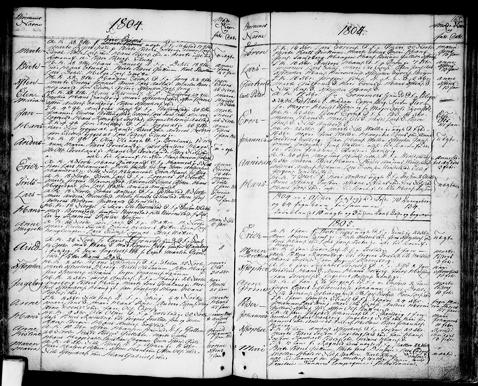 Asker prestekontor Kirkebøker, AV/SAO-A-10256a/F/Fa/L0003: Parish register (official) no. I 3, 1767-1807, p. 168