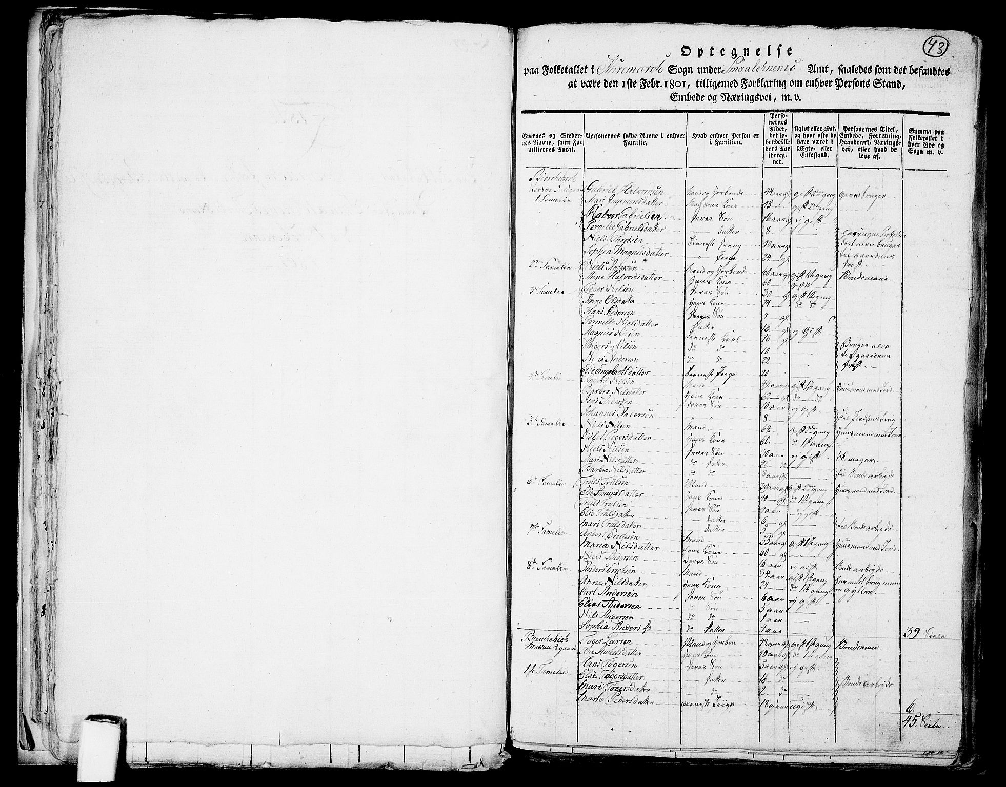 RA, 1801 census for 0118P Aremark, 1801, p. 43a
