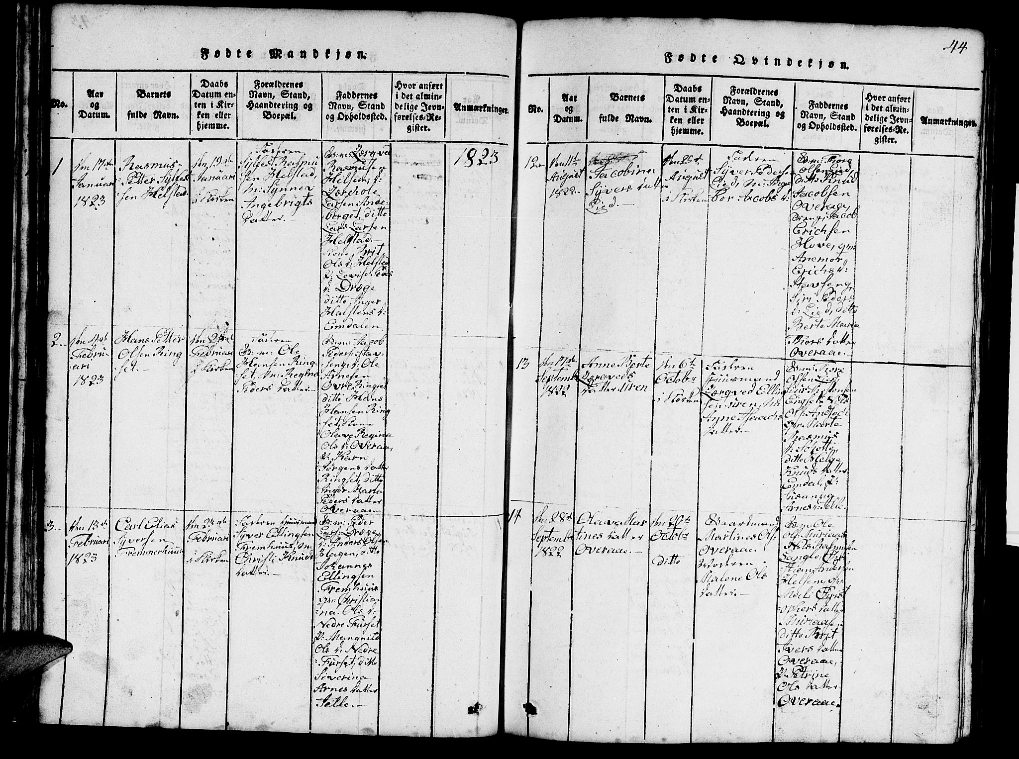 Ministerialprotokoller, klokkerbøker og fødselsregistre - Møre og Romsdal, AV/SAT-A-1454/520/L0289: Parish register (copy) no. 520C01, 1817-1837, p. 44