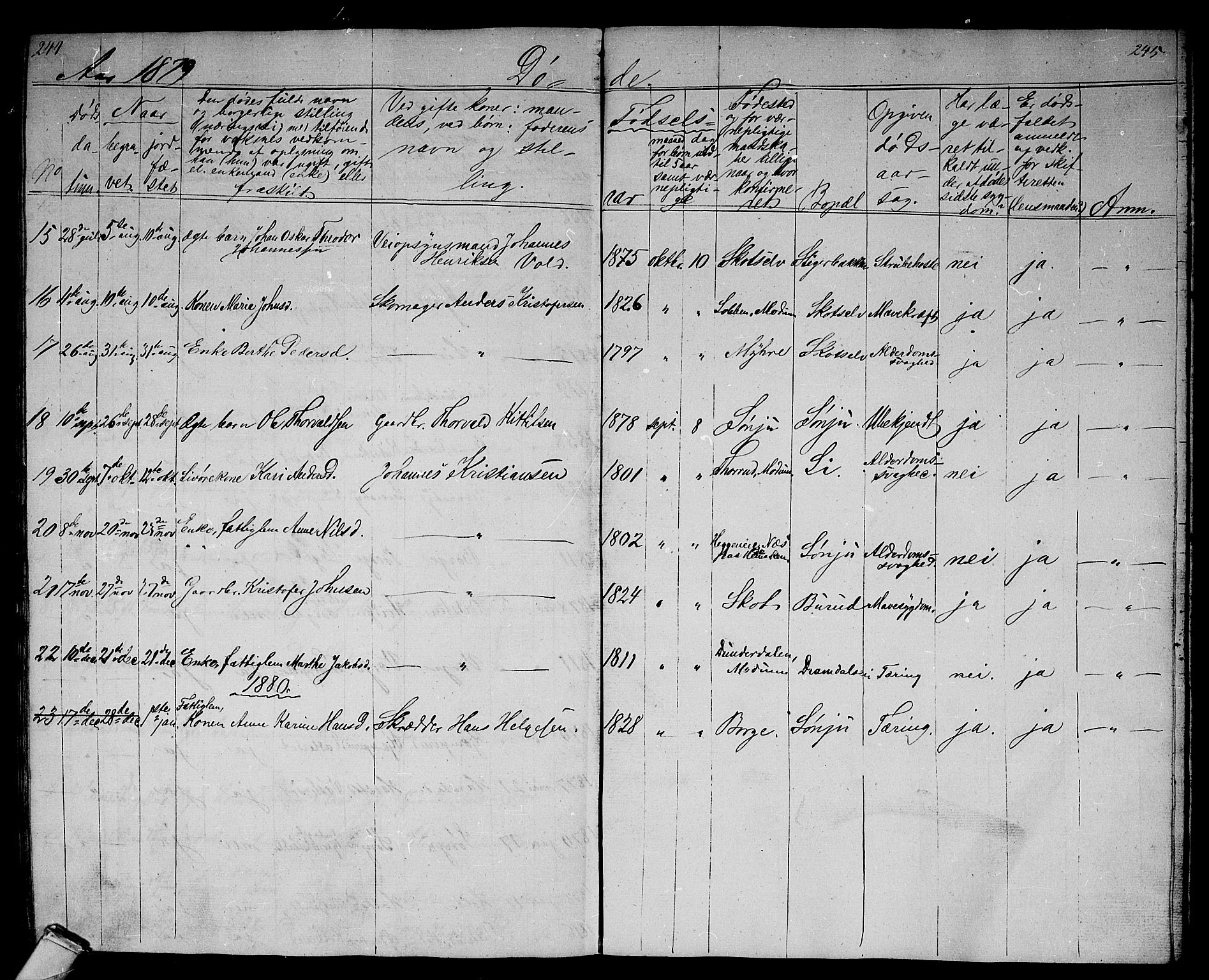 Eiker kirkebøker, AV/SAKO-A-4/G/Gb/L0002: Parish register (copy) no. II 2, 1865-1879, p. 244-245