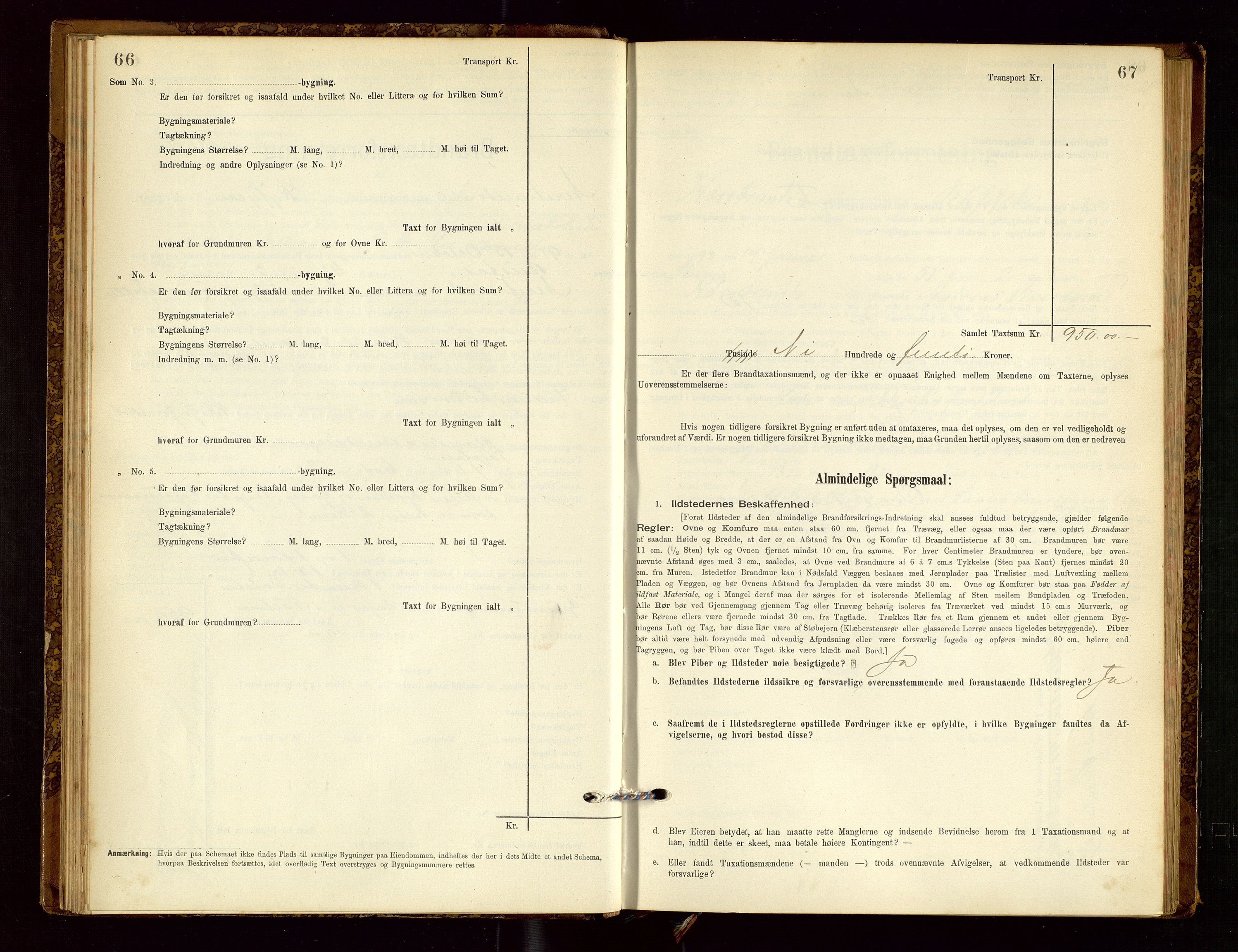 Nedstrand lensmannskontor, AV/SAST-A-100236/Gob/L0001: "Brandtaxationsprotokol for Nerstrand Lensmandsdistrikt Ryfylke fogderi", 1895-1915, p. 66-67