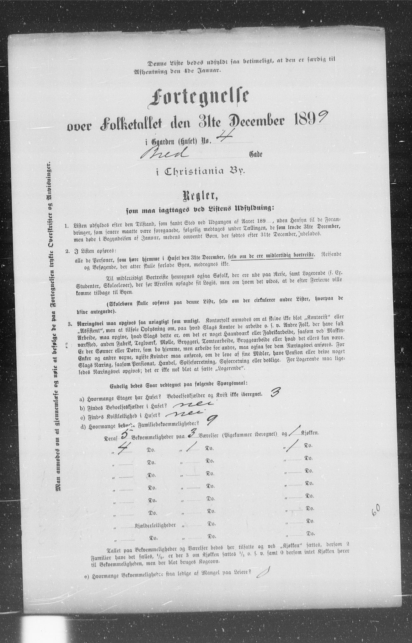 OBA, Municipal Census 1899 for Kristiania, 1899, p. 1067