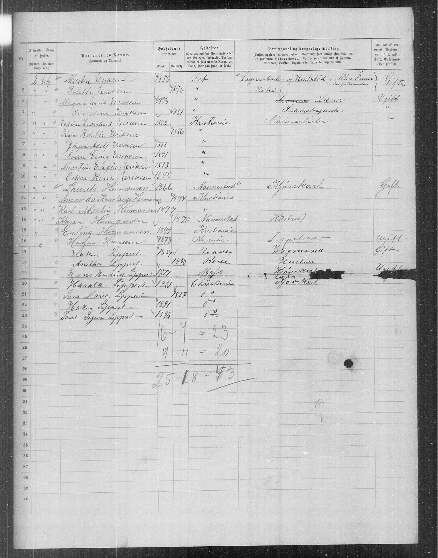 OBA, Municipal Census 1899 for Kristiania, 1899, p. 15327