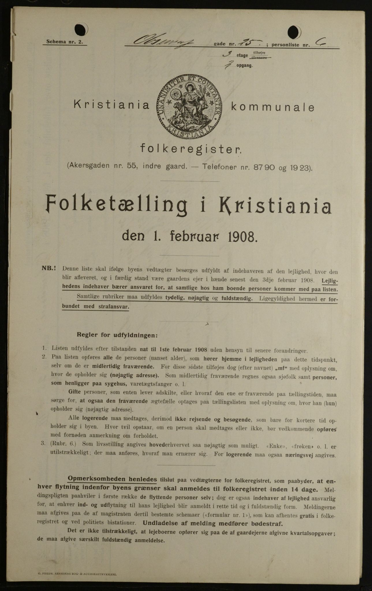 OBA, Municipal Census 1908 for Kristiania, 1908, p. 66841