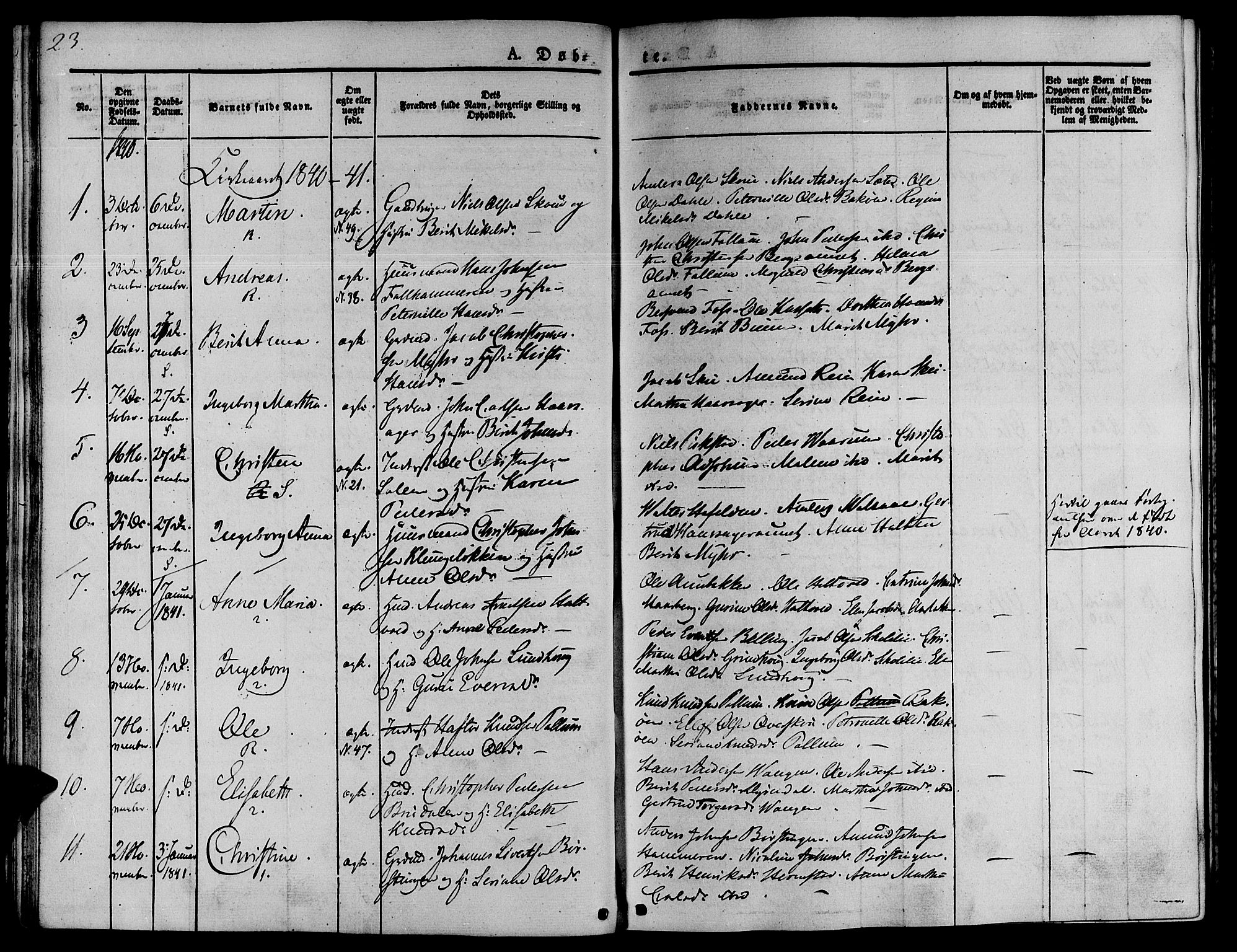 Ministerialprotokoller, klokkerbøker og fødselsregistre - Sør-Trøndelag, SAT/A-1456/646/L0610: Parish register (official) no. 646A08, 1837-1847, p. 23