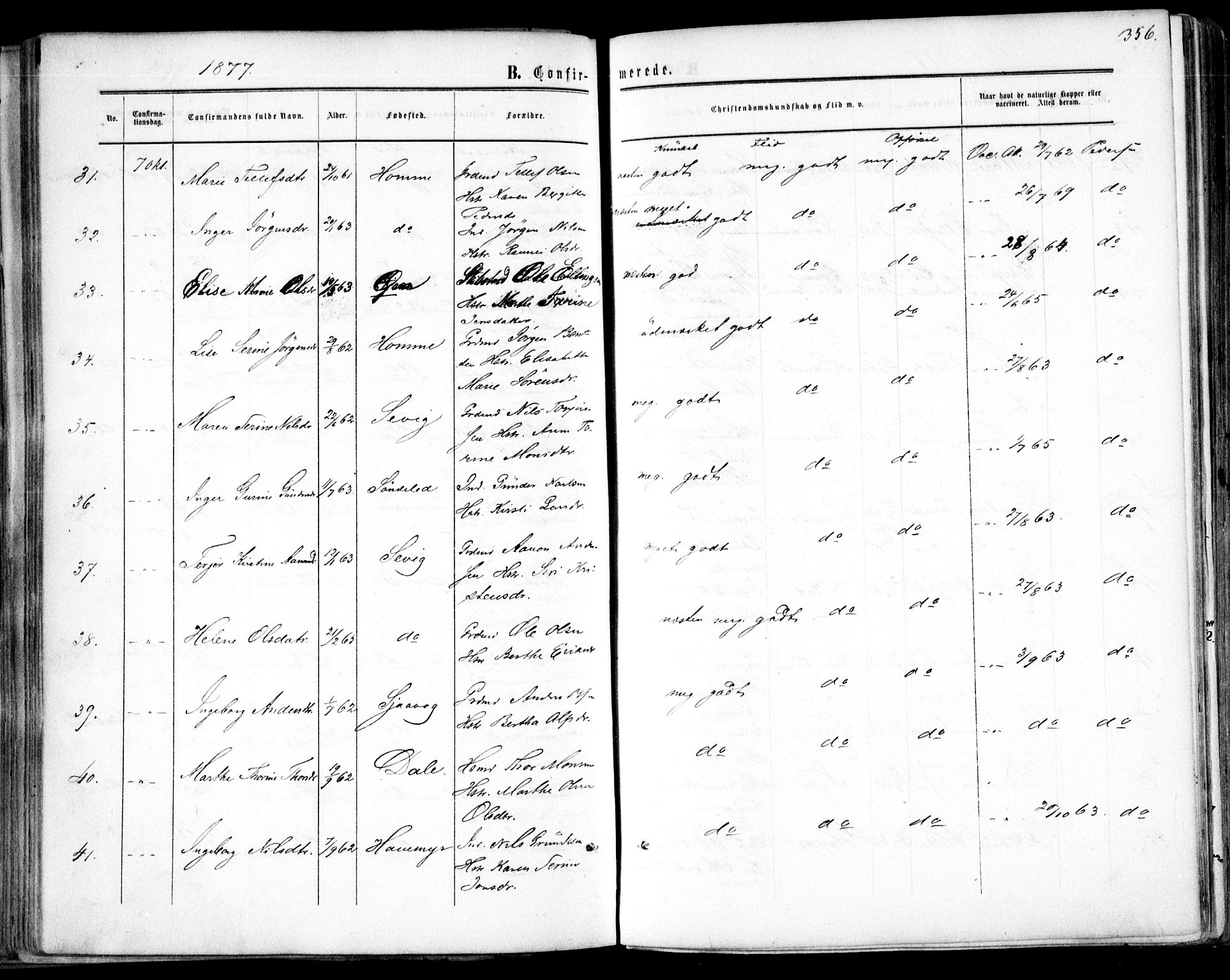 Søndeled sokneprestkontor, AV/SAK-1111-0038/F/Fa/L0003: Parish register (official) no. A 3, 1861-1879, p. 356