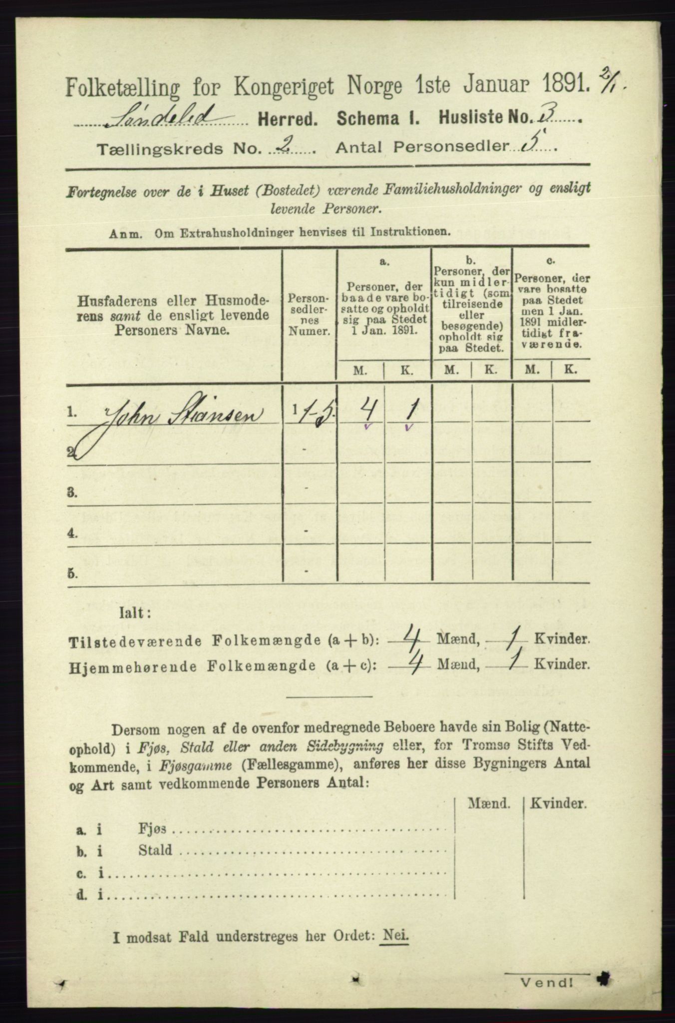 RA, 1891 census for 0913 Søndeled, 1891, p. 353