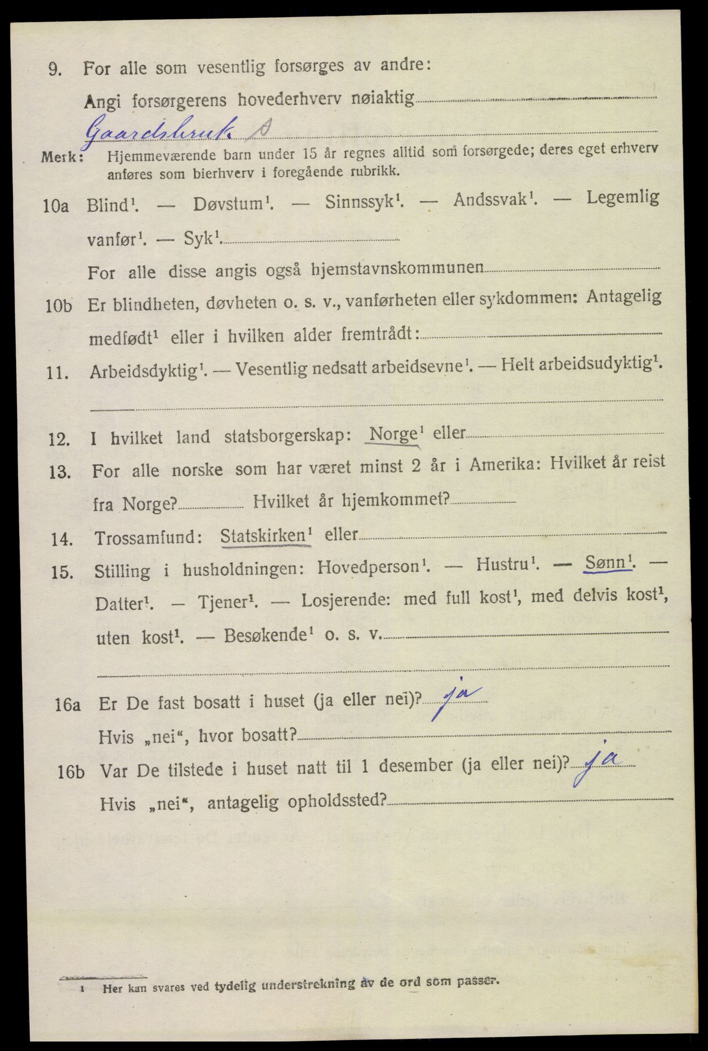 SAK, 1920 census for Froland, 1920, p. 1878