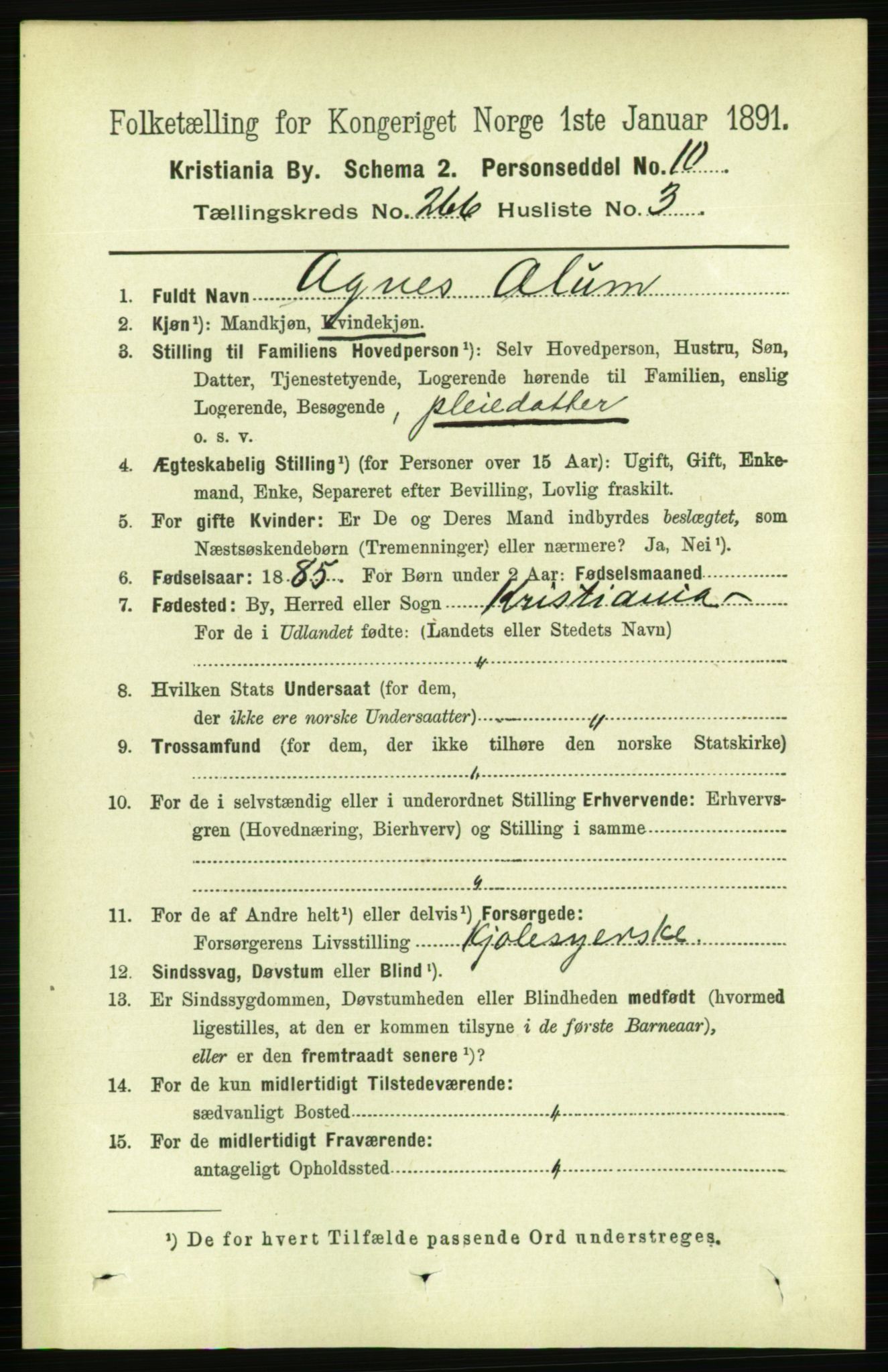 RA, 1891 census for 0301 Kristiania, 1891, p. 161225