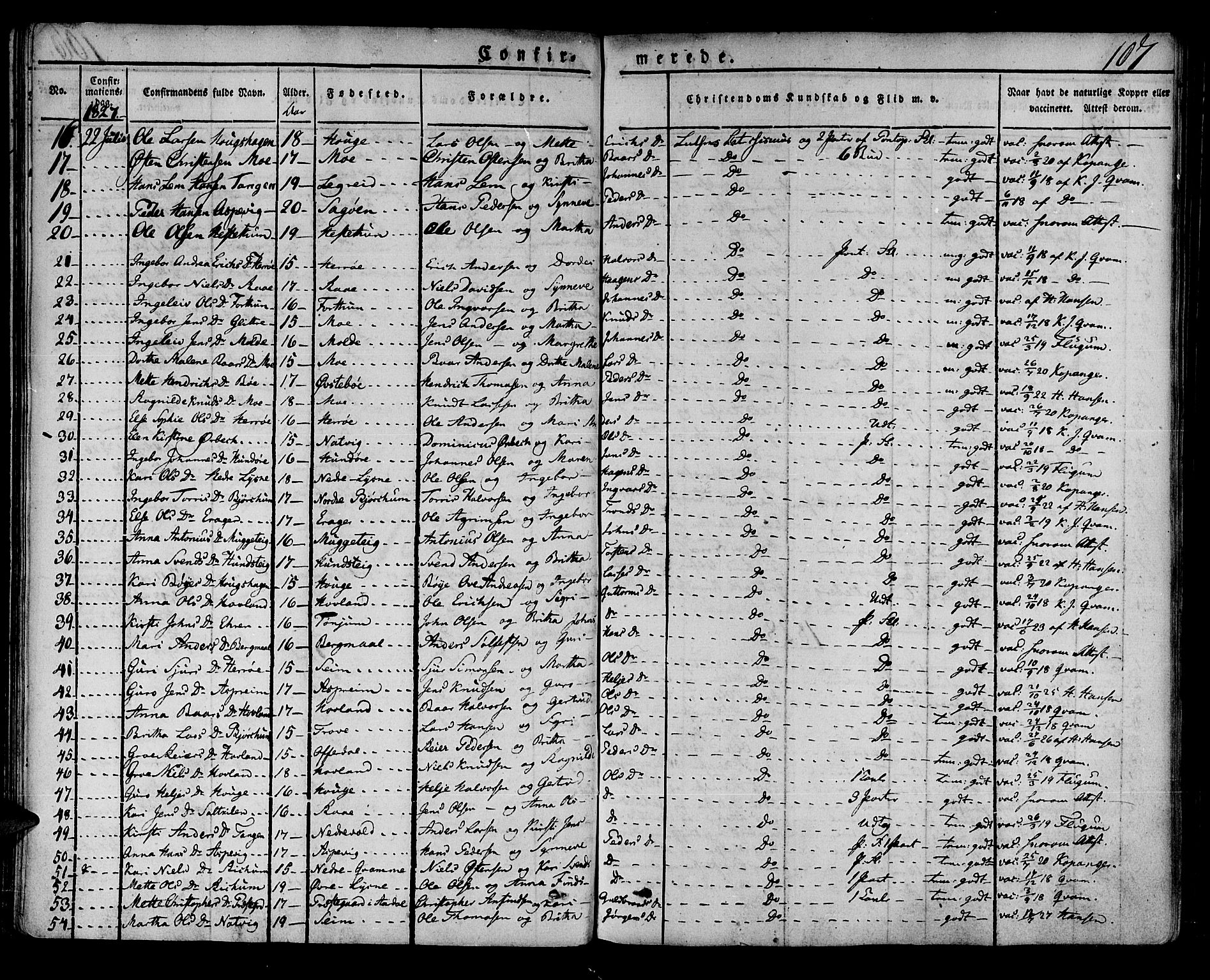 Lærdal sokneprestembete, SAB/A-81201: Parish register (official) no. A 5, 1822-1834, p. 107