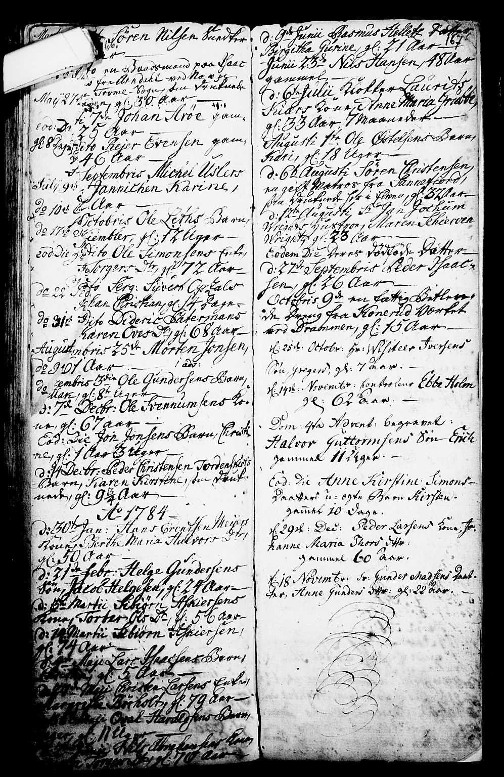 Porsgrunn kirkebøker , SAKO/A-104/G/Ga/L0001: Parish register (copy) no. I 1, 1766-1790, p. 166-167
