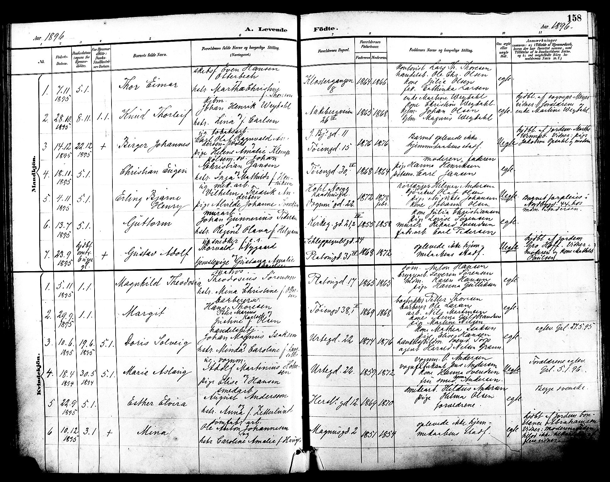 Grønland prestekontor Kirkebøker, SAO/A-10848/F/Fa/L0012: Parish register (official) no. 12, 1893-1900, p. 158