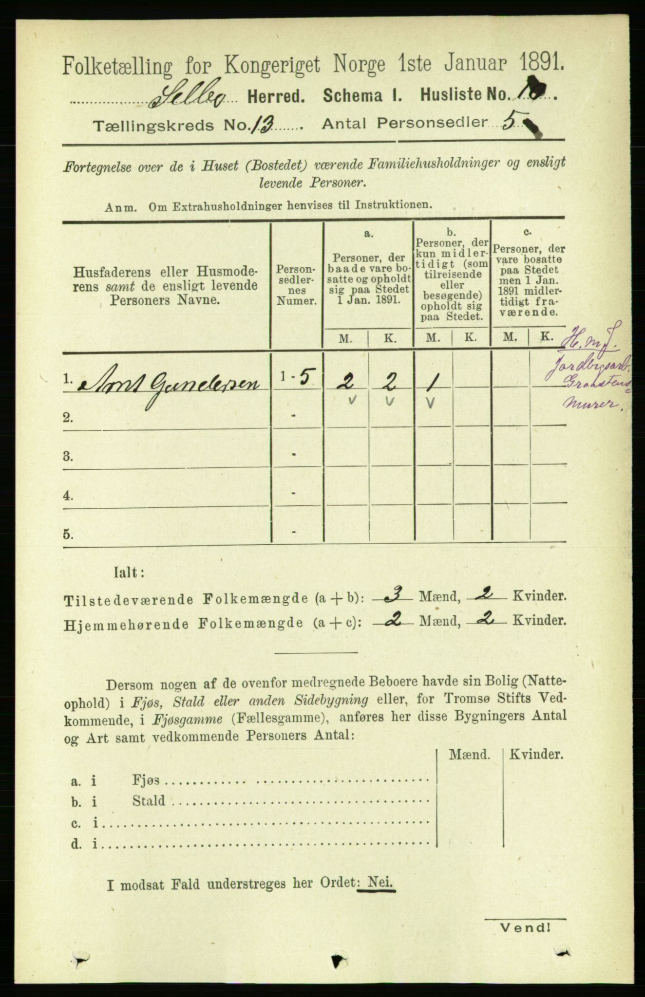 RA, 1891 census for 1664 Selbu, 1891, p. 4546