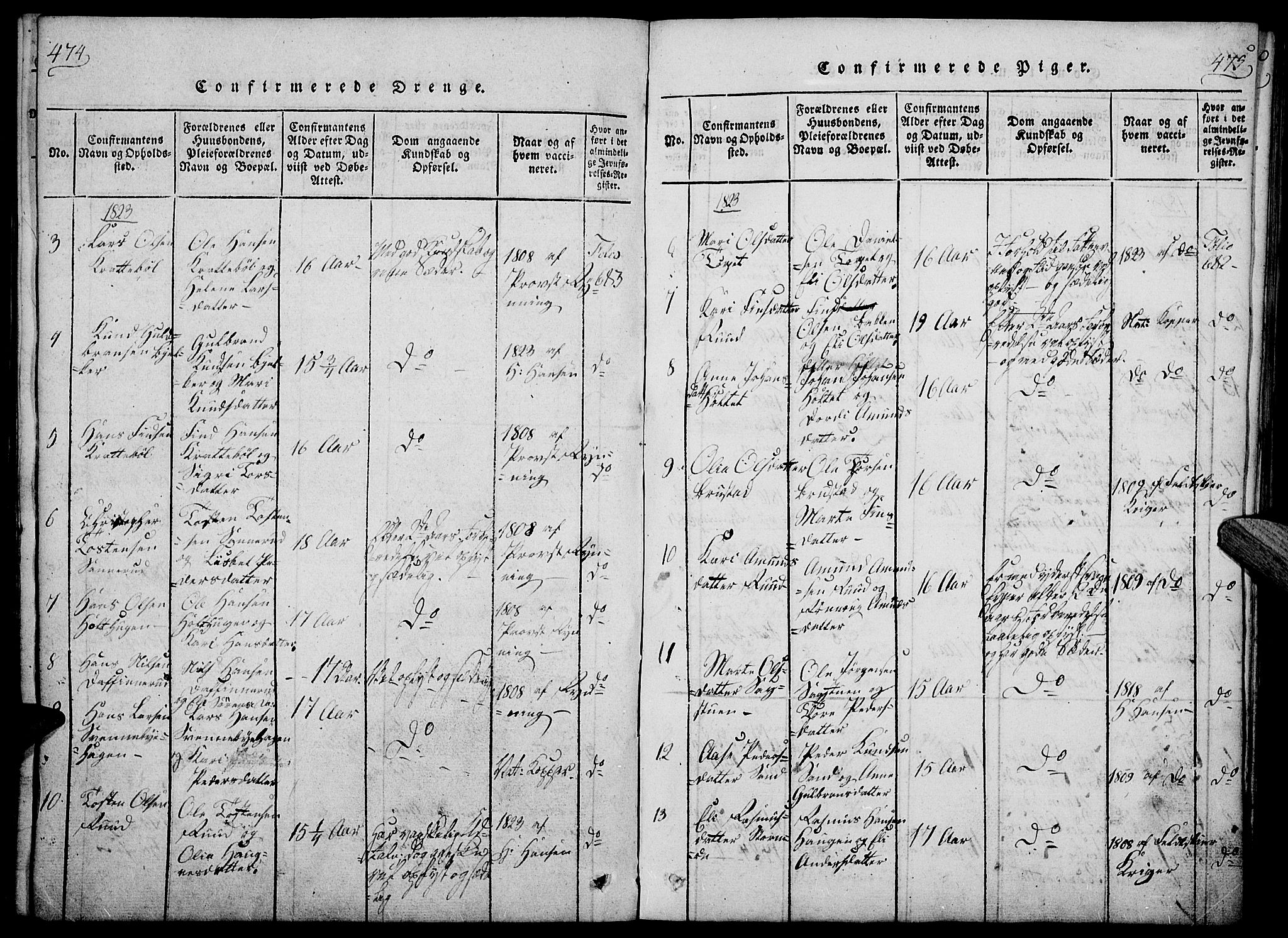 Nord-Odal prestekontor, AV/SAH-PREST-032/H/Ha/Haa/L0001: Parish register (official) no. 1, 1819-1838, p. 474-475