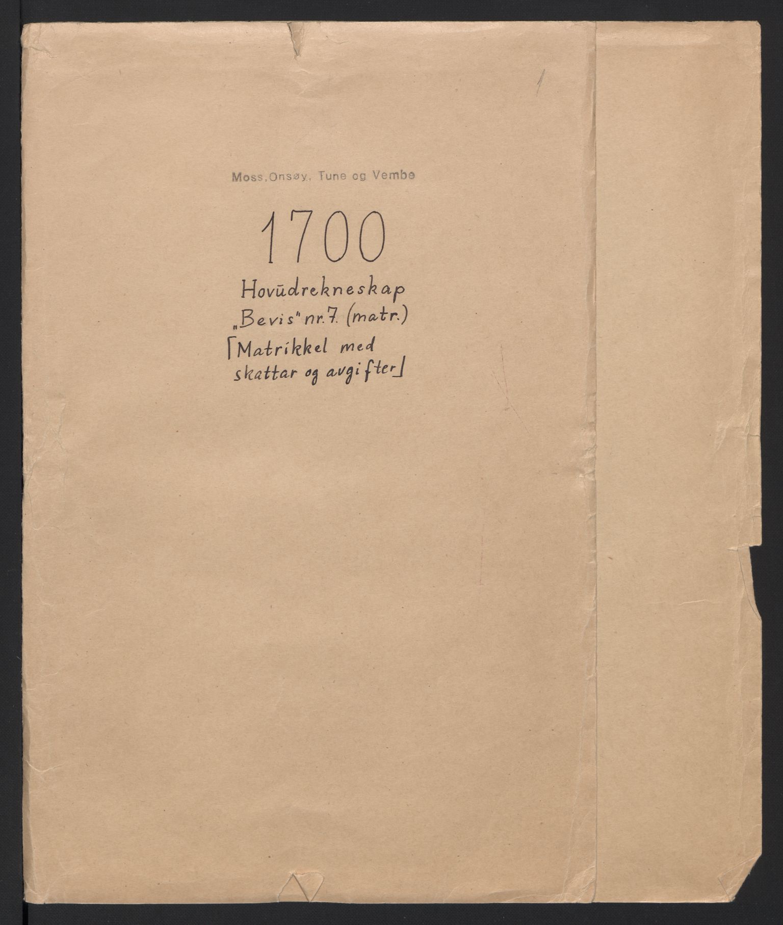 Rentekammeret inntil 1814, Reviderte regnskaper, Fogderegnskap, AV/RA-EA-4092/R04/L0129: Fogderegnskap Moss, Onsøy, Tune, Veme og Åbygge, 1700, p. 2