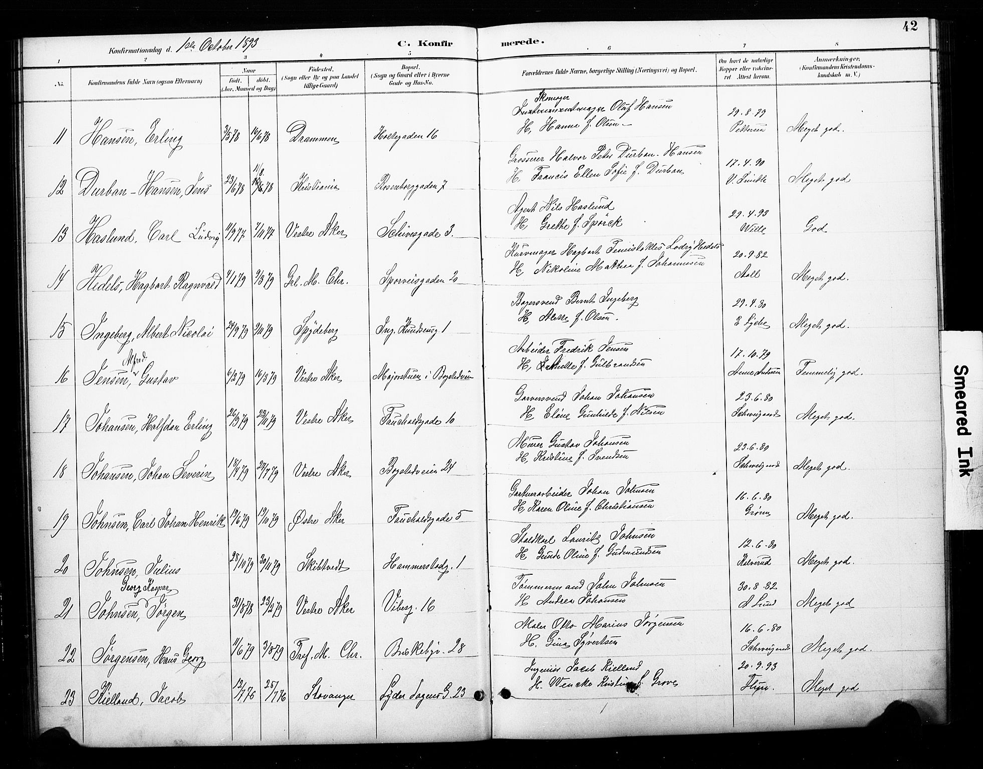 Uranienborg prestekontor Kirkebøker, SAO/A-10877/F/Fa/L0003: Parish register (official) no. 3, 1890-1904, p. 42