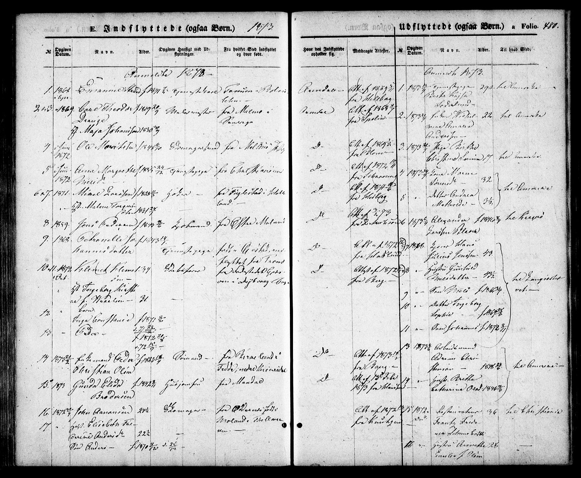 Arendal sokneprestkontor, Trefoldighet, SAK/1111-0040/F/Fa/L0007: Parish register (official) no. A 7, 1868-1878, p. 480