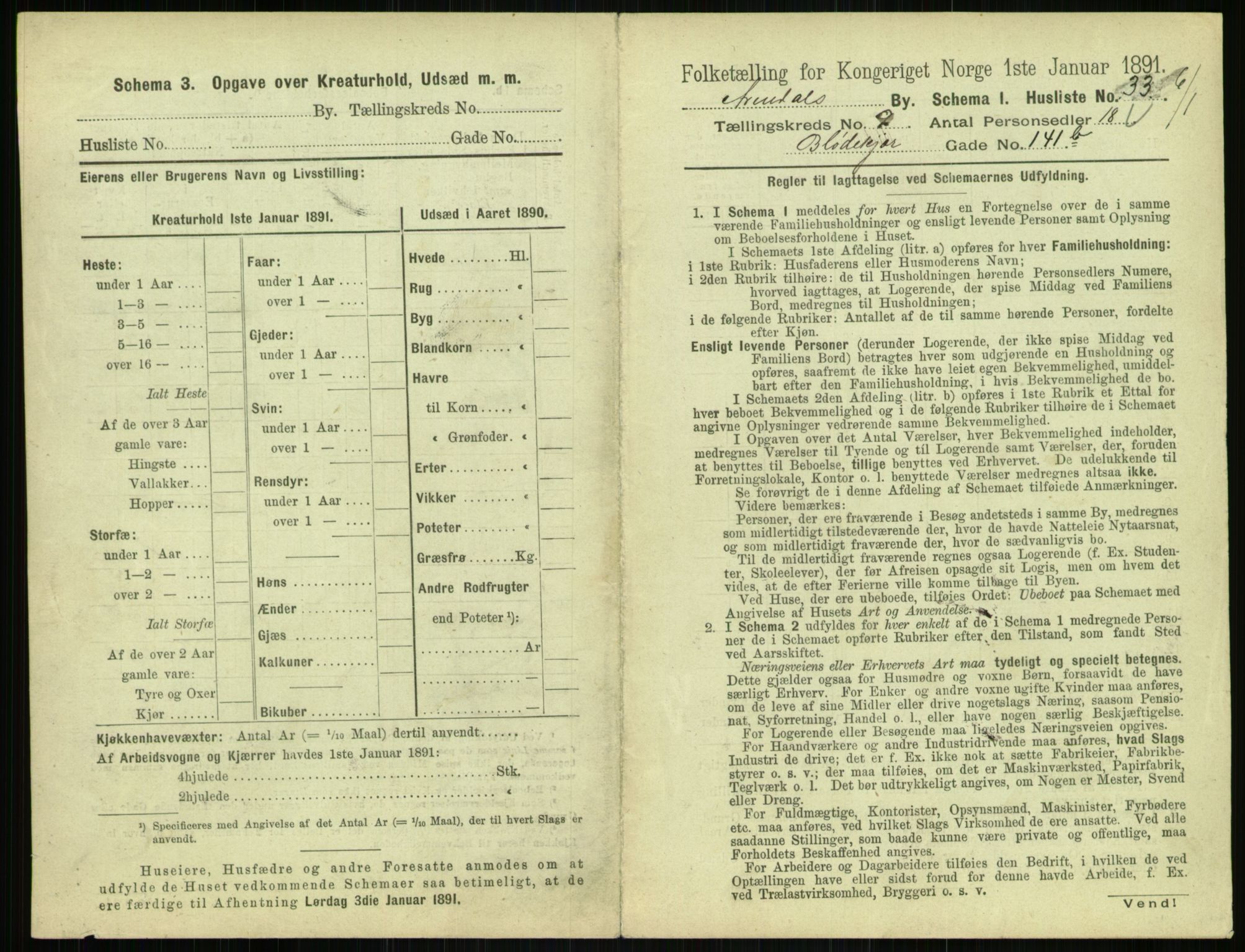 RA, 1891 census for 0903 Arendal, 1891, p. 526