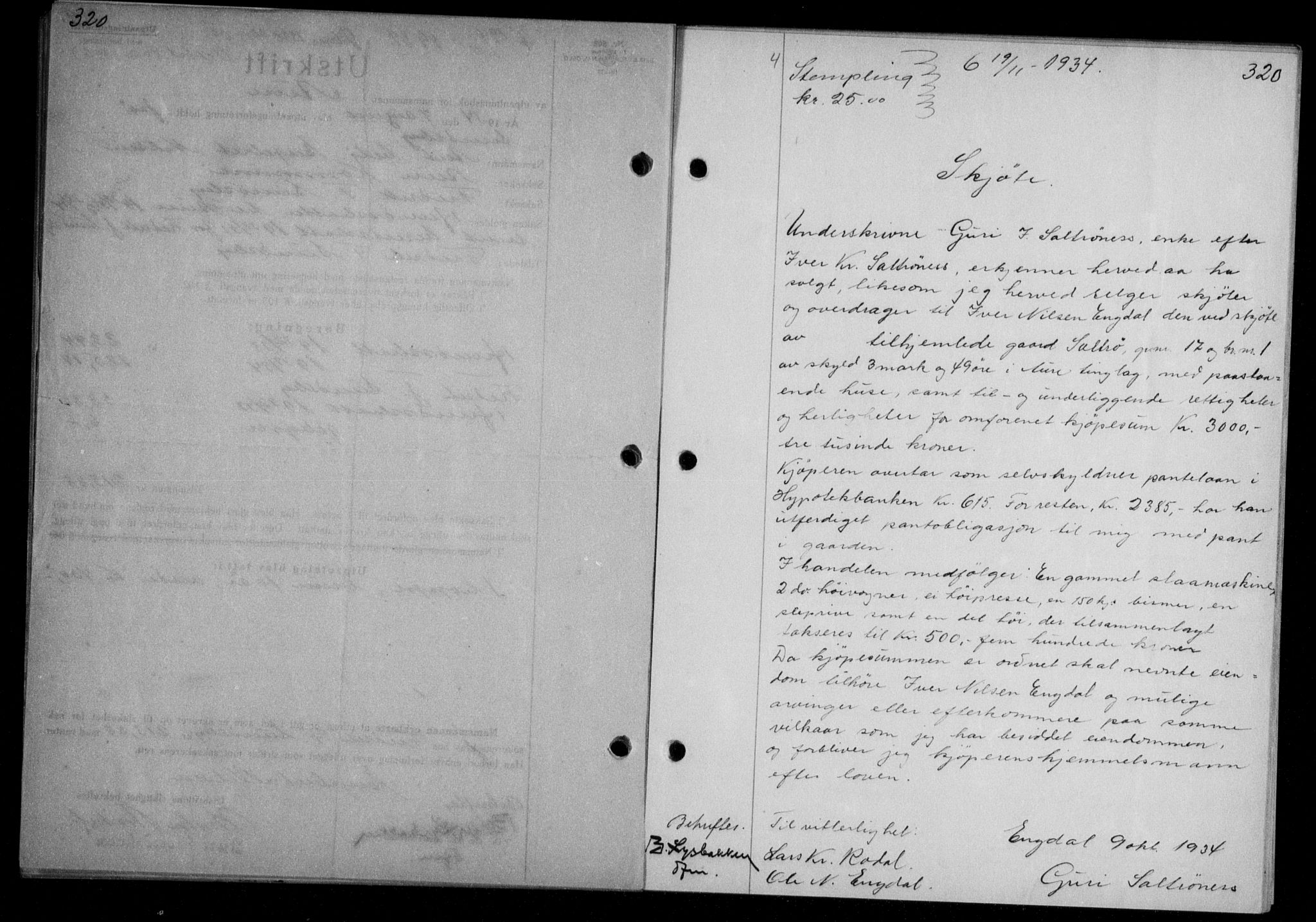 Nordmøre sorenskriveri, AV/SAT-A-4132/1/2/2Ca/L0082: Mortgage book no. 72, 1934-1934, Deed date: 19.11.1934