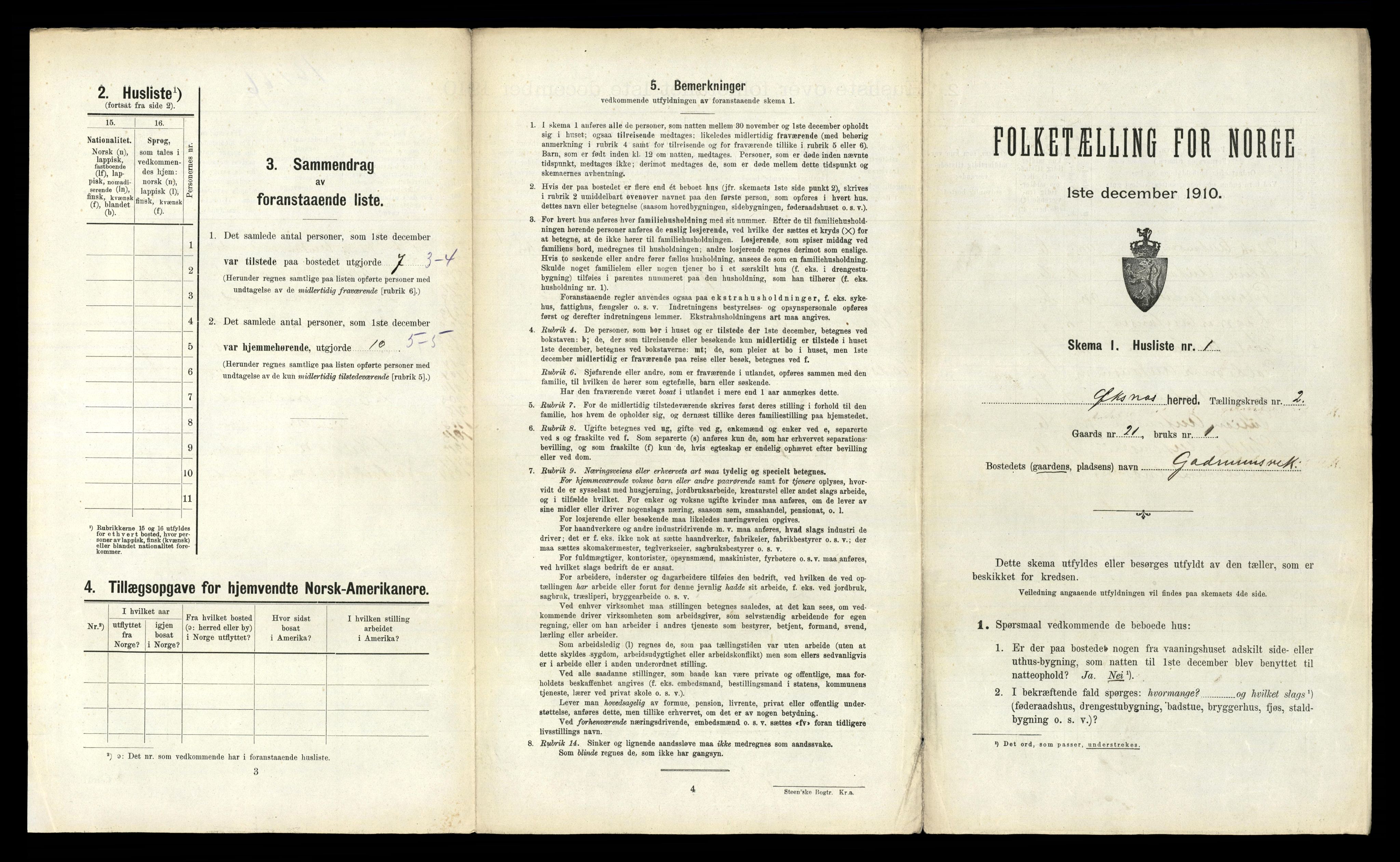 RA, 1910 census for Øksnes, 1910, p. 194