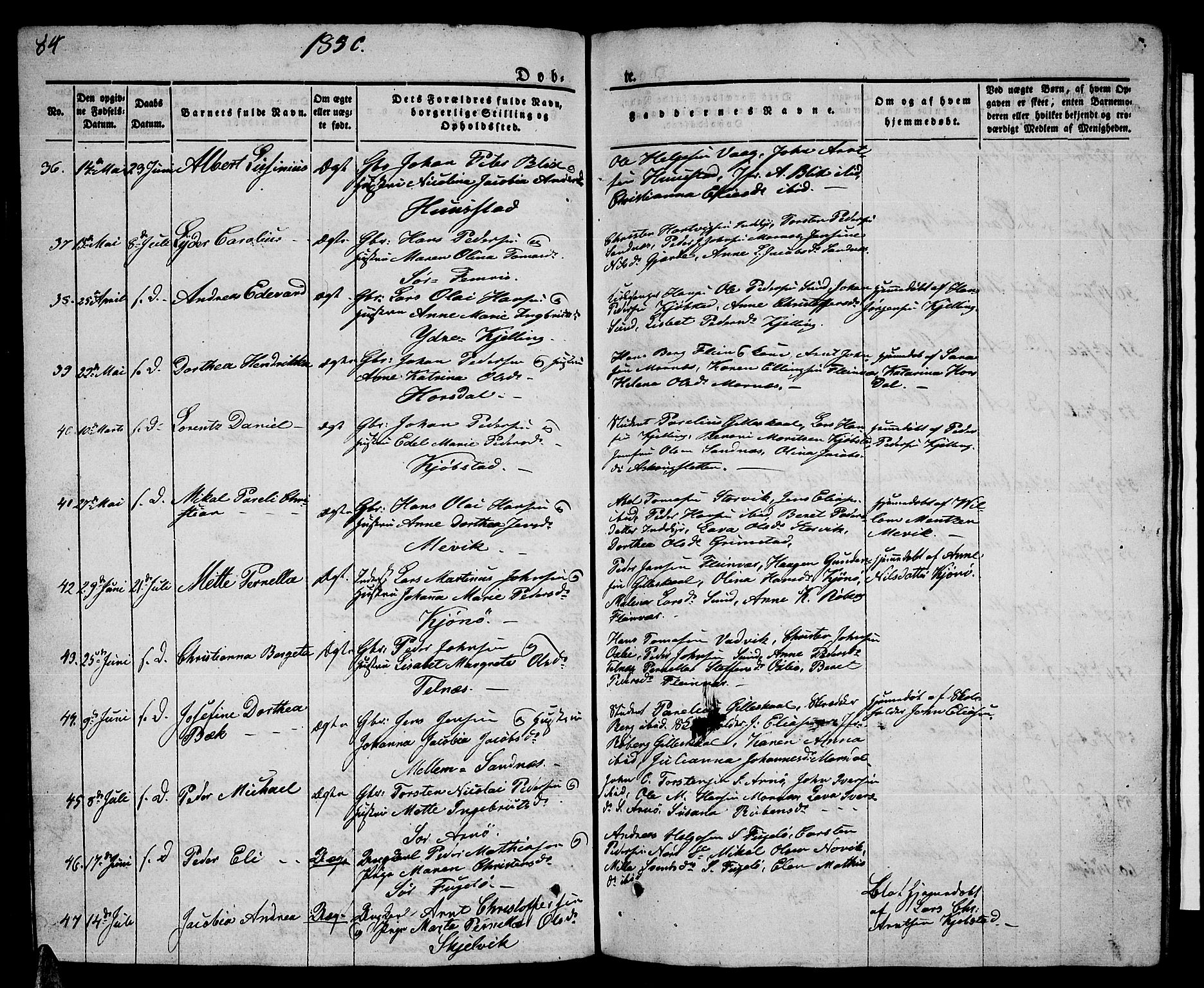 Ministerialprotokoller, klokkerbøker og fødselsregistre - Nordland, AV/SAT-A-1459/805/L0106: Parish register (copy) no. 805C02, 1841-1861, p. 84