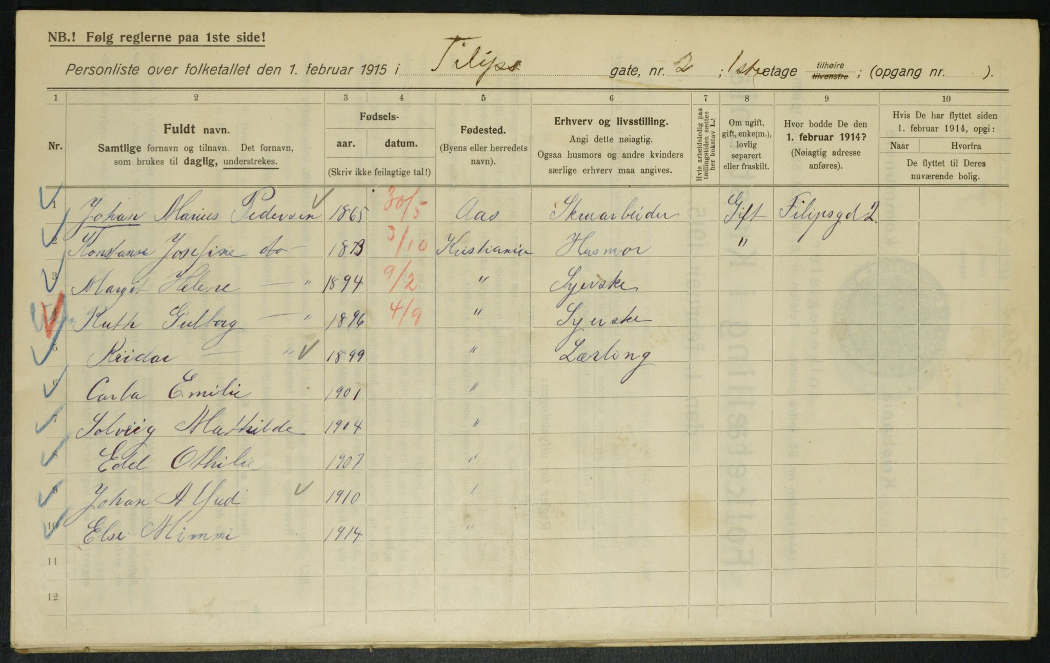 OBA, Municipal Census 1915 for Kristiania, 1915, p. 23769