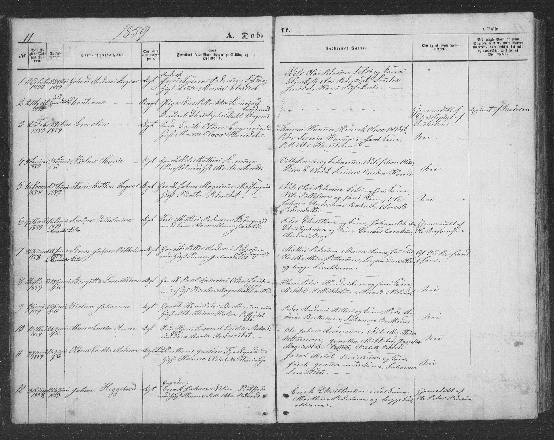 Lenvik sokneprestembete, SATØ/S-1310/H/Ha/Hab/L0020klokker: Parish register (copy) no. 20, 1855-1883, p. 11