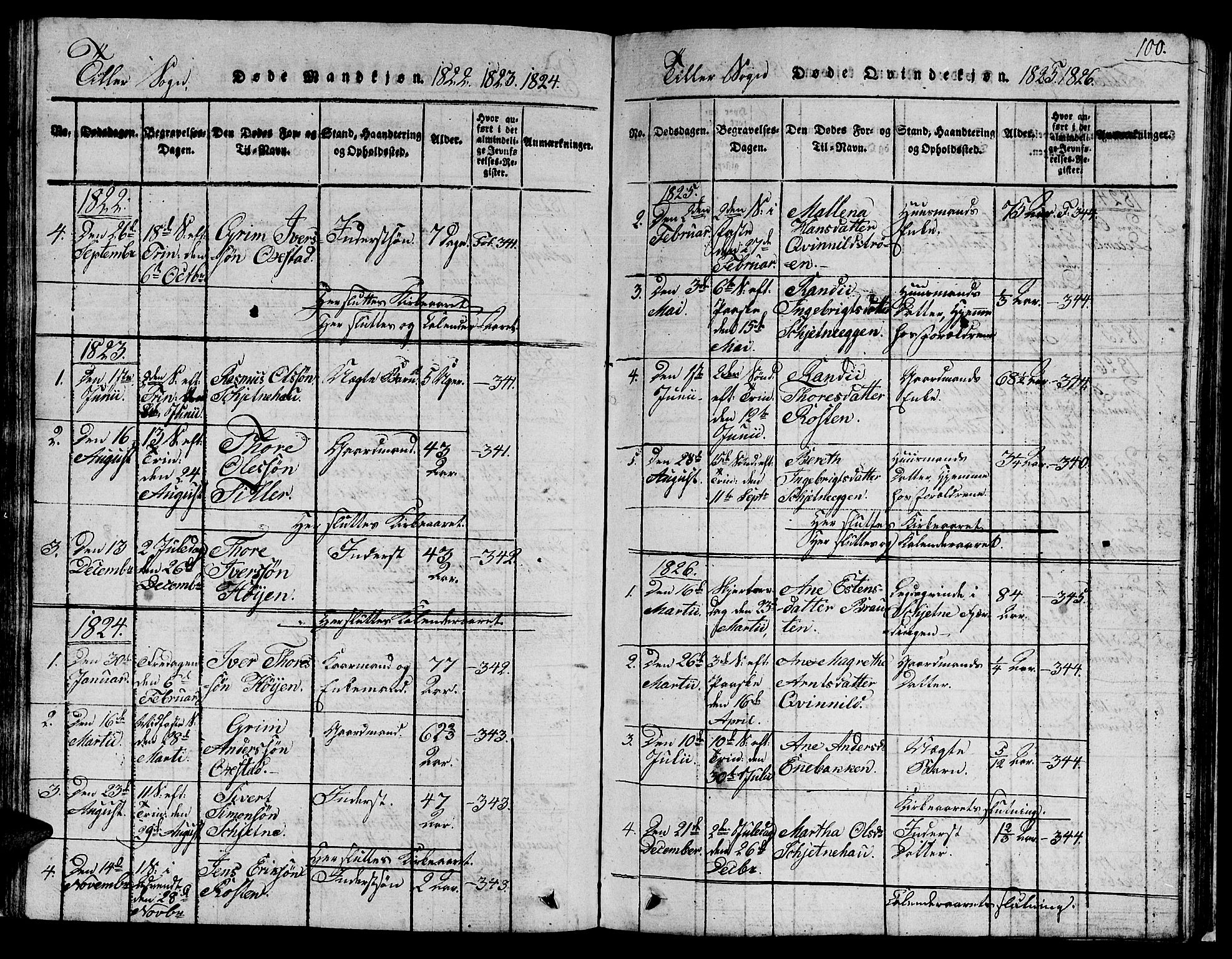 Ministerialprotokoller, klokkerbøker og fødselsregistre - Sør-Trøndelag, SAT/A-1456/621/L0458: Parish register (copy) no. 621C01, 1816-1865, p. 100