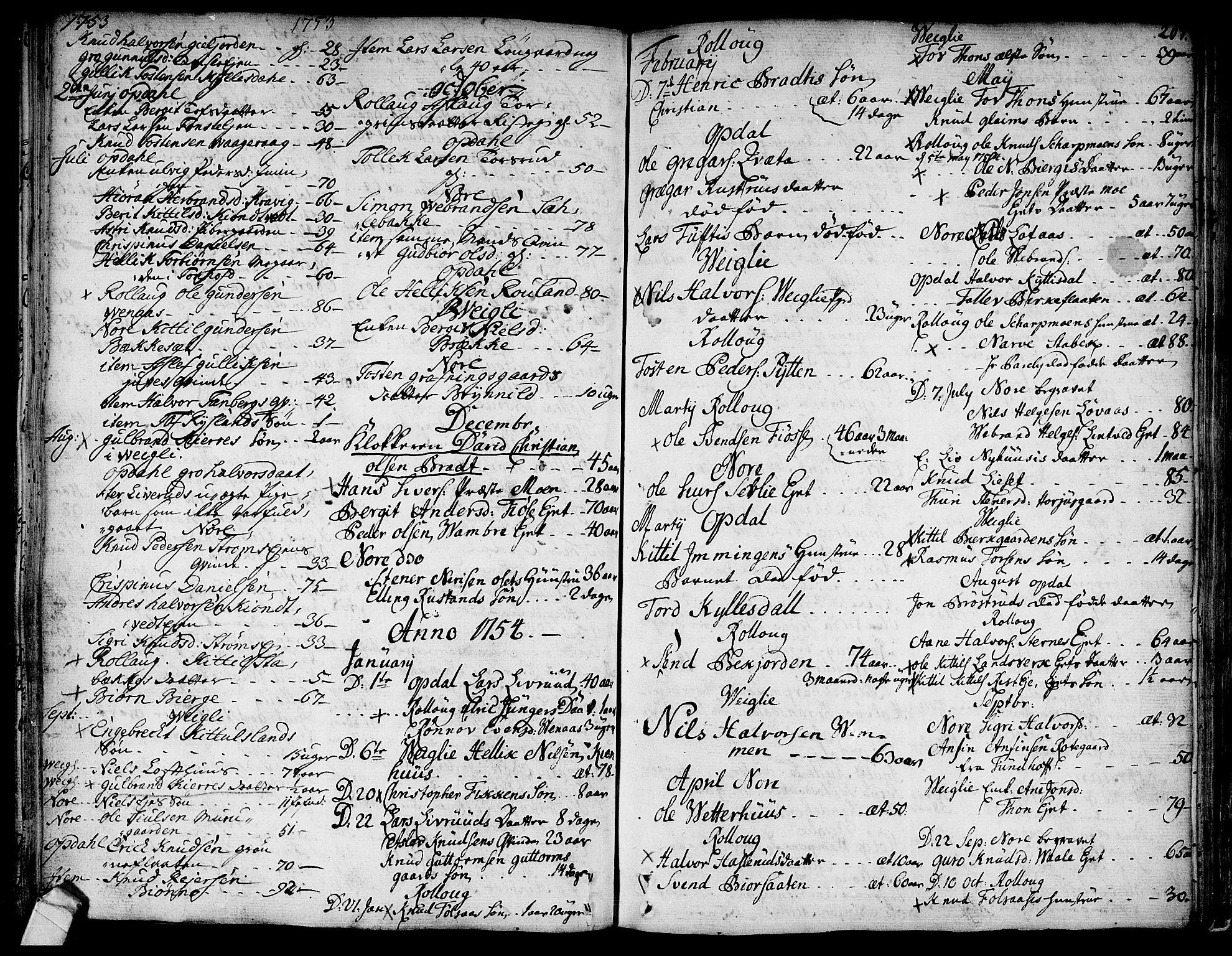 Rollag kirkebøker, SAKO/A-240/F/Fa/L0003: Parish register (official) no. I 3, 1743-1778, p. 207