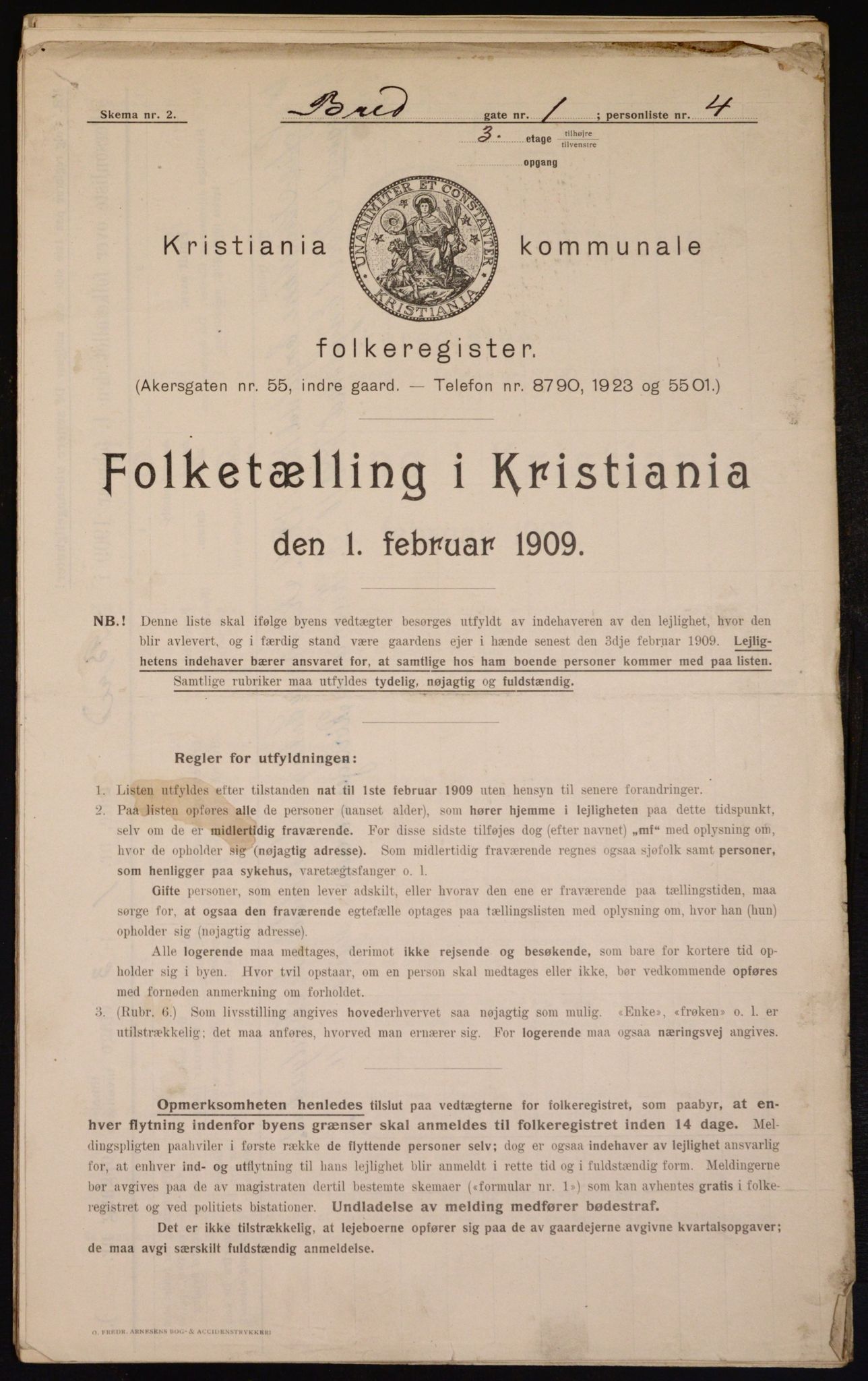 OBA, Municipal Census 1909 for Kristiania, 1909, p. 7600