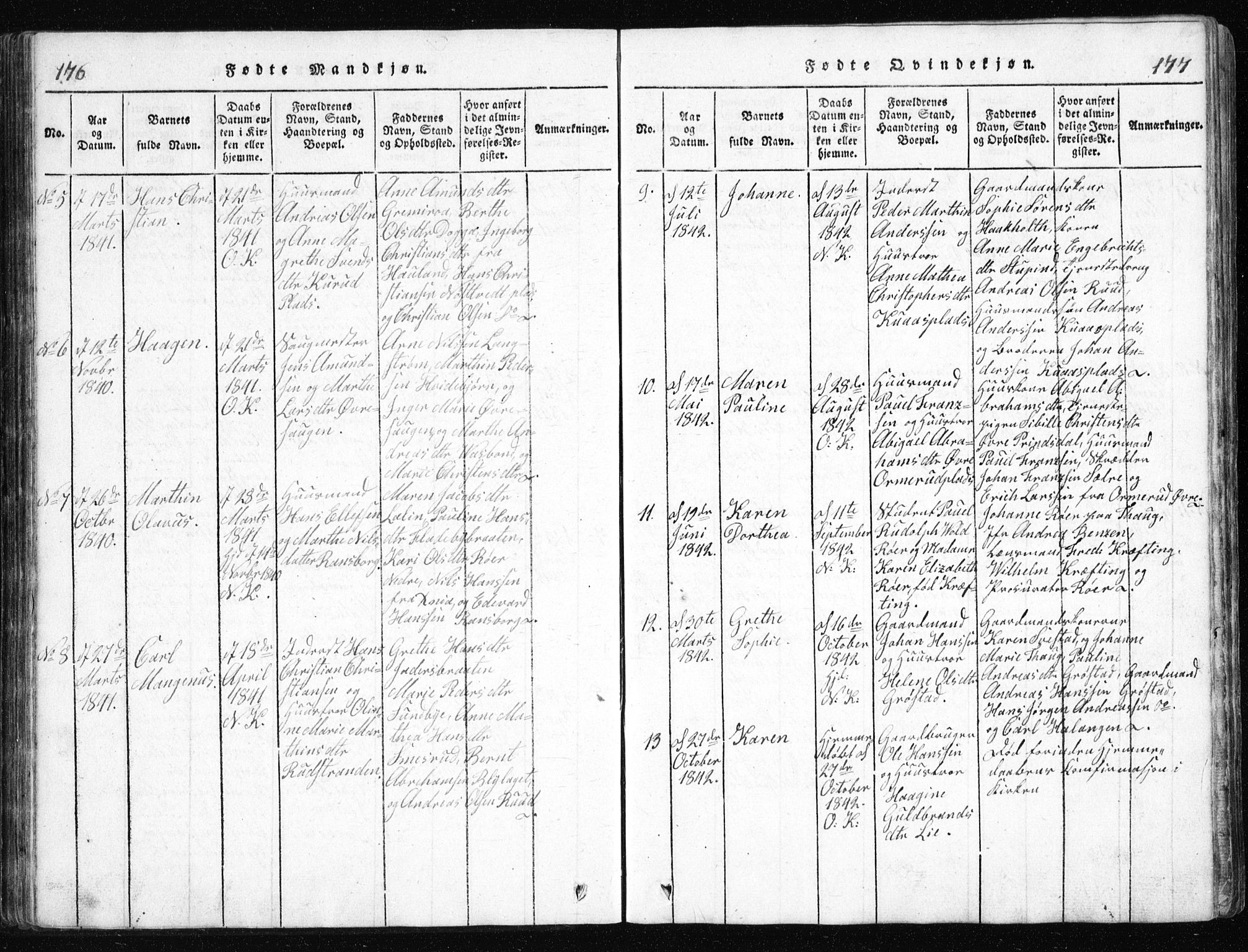 Nesodden prestekontor Kirkebøker, SAO/A-10013/G/Ga/L0001: Parish register (copy) no. I 1, 1814-1847, p. 176-177