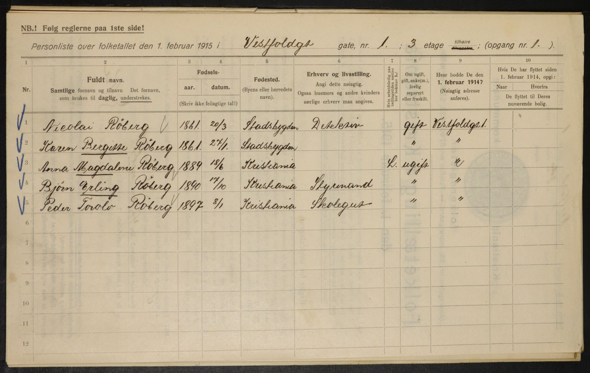 OBA, Municipal Census 1915 for Kristiania, 1915, p. 122978