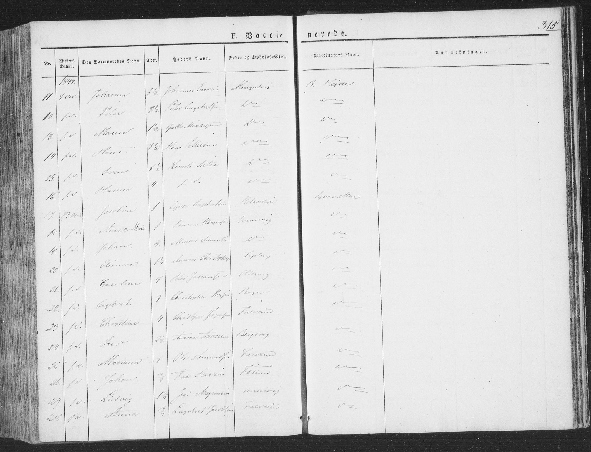 Ministerialprotokoller, klokkerbøker og fødselsregistre - Nord-Trøndelag, SAT/A-1458/780/L0639: Parish register (official) no. 780A04, 1830-1844, p. 315