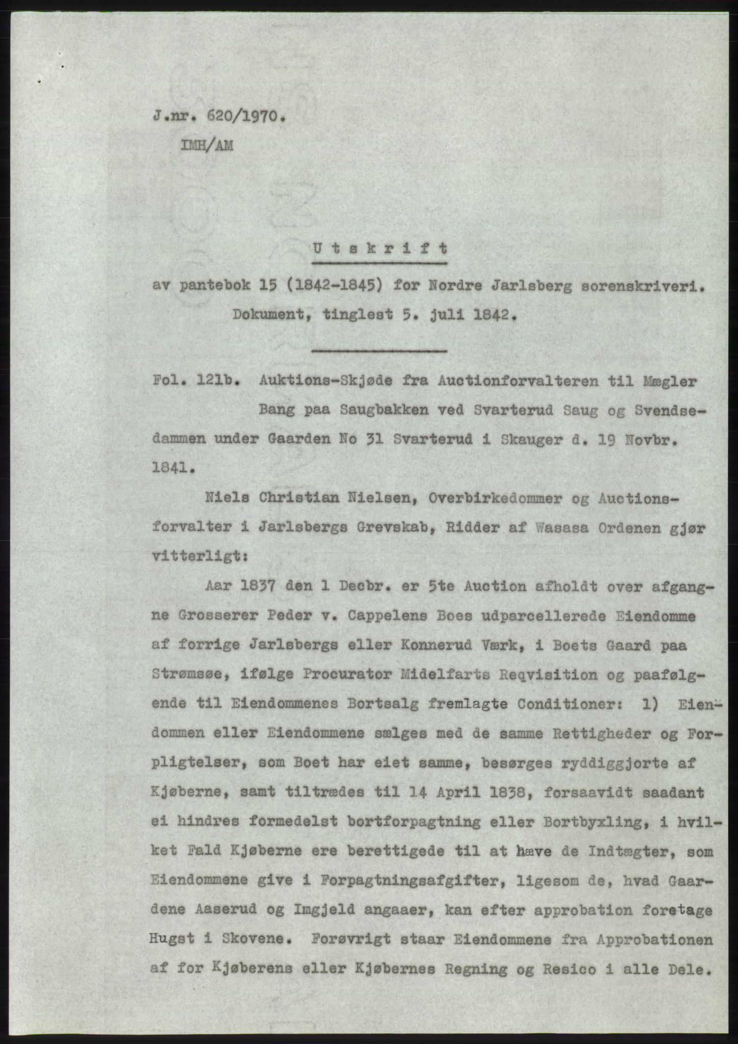 Statsarkivet i Kongsberg, AV/SAKO-A-0001/E/Ee/L0053: Avskrifter, SAO jnr. 605/1970 - 1177/1970, 1970, p. 12