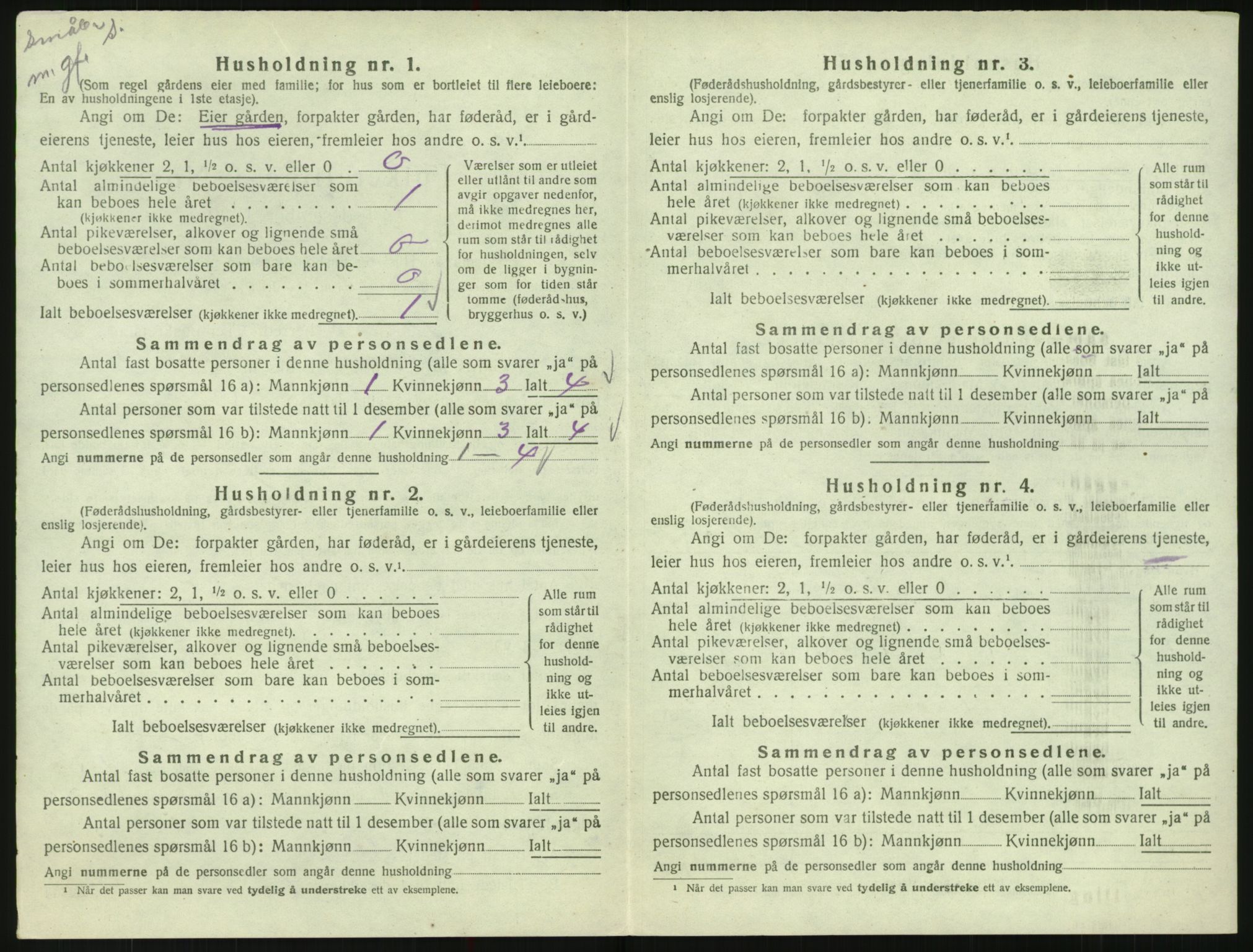 SAK, 1920 census for Bykle, 1920, p. 142