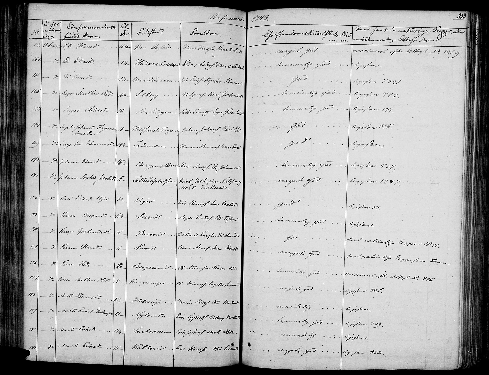 Vinger prestekontor, AV/SAH-PREST-024/H/Ha/Haa/L0008: Parish register (official) no. 8, 1839-1847, p. 253