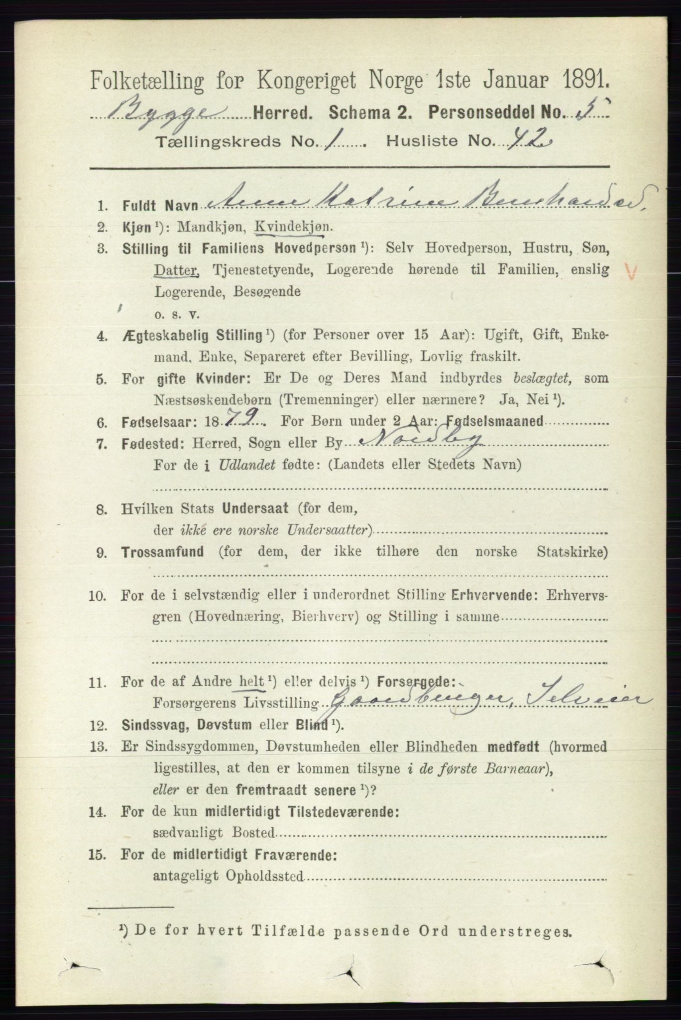 RA, 1891 census for 0136 Rygge, 1891, p. 401