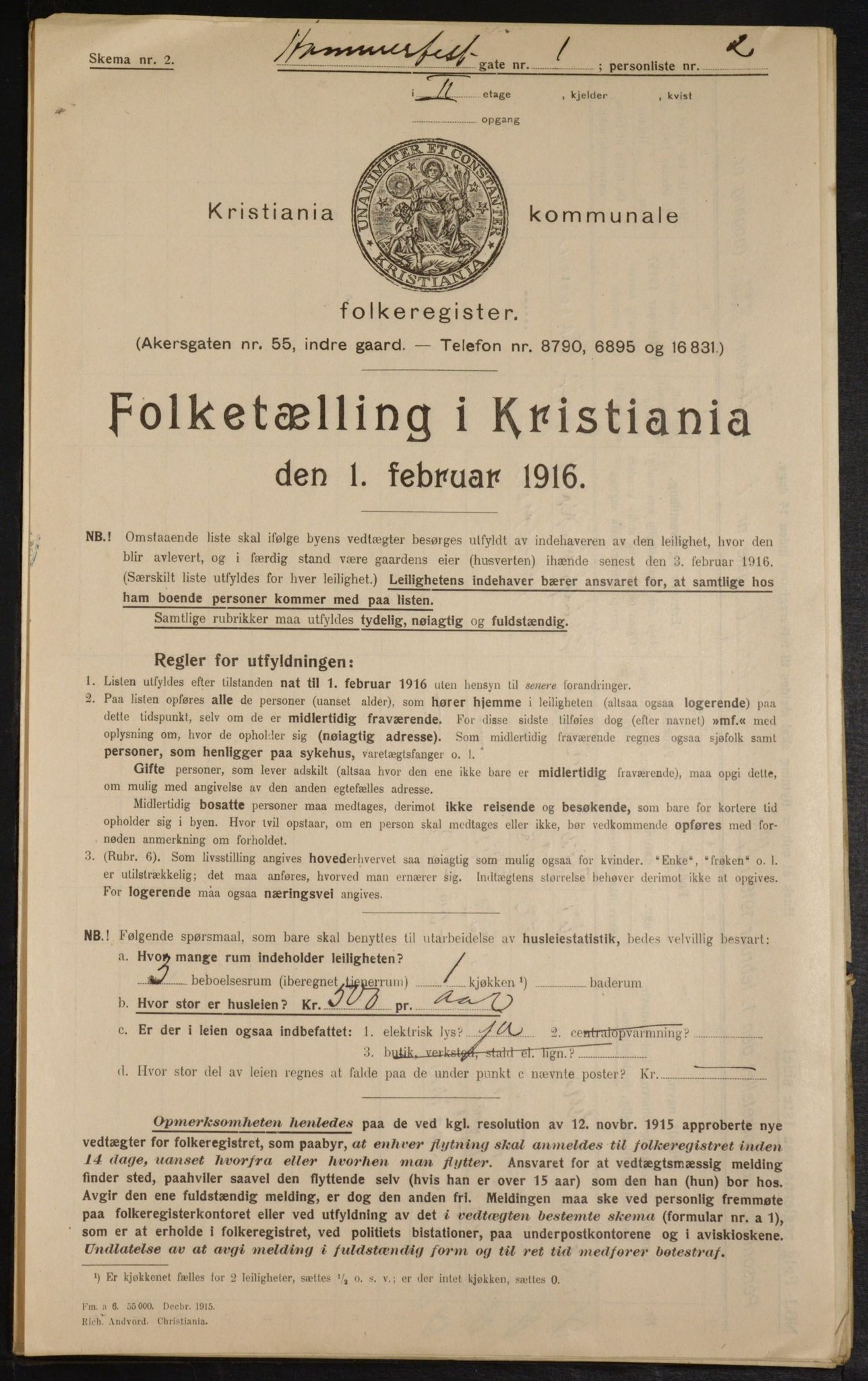 OBA, Municipal Census 1916 for Kristiania, 1916, p. 34798