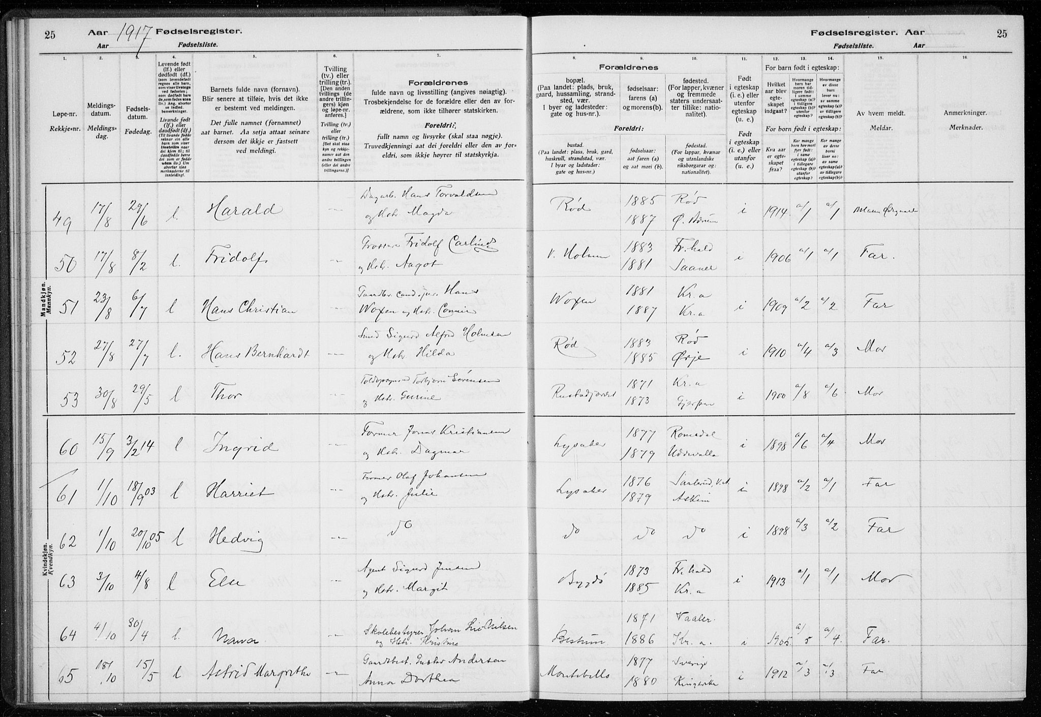 Ullern prestekontor Kirkebøker, AV/SAO-A-10740/J/L0001: Birth register no. 1, 1916-1928, p. 25