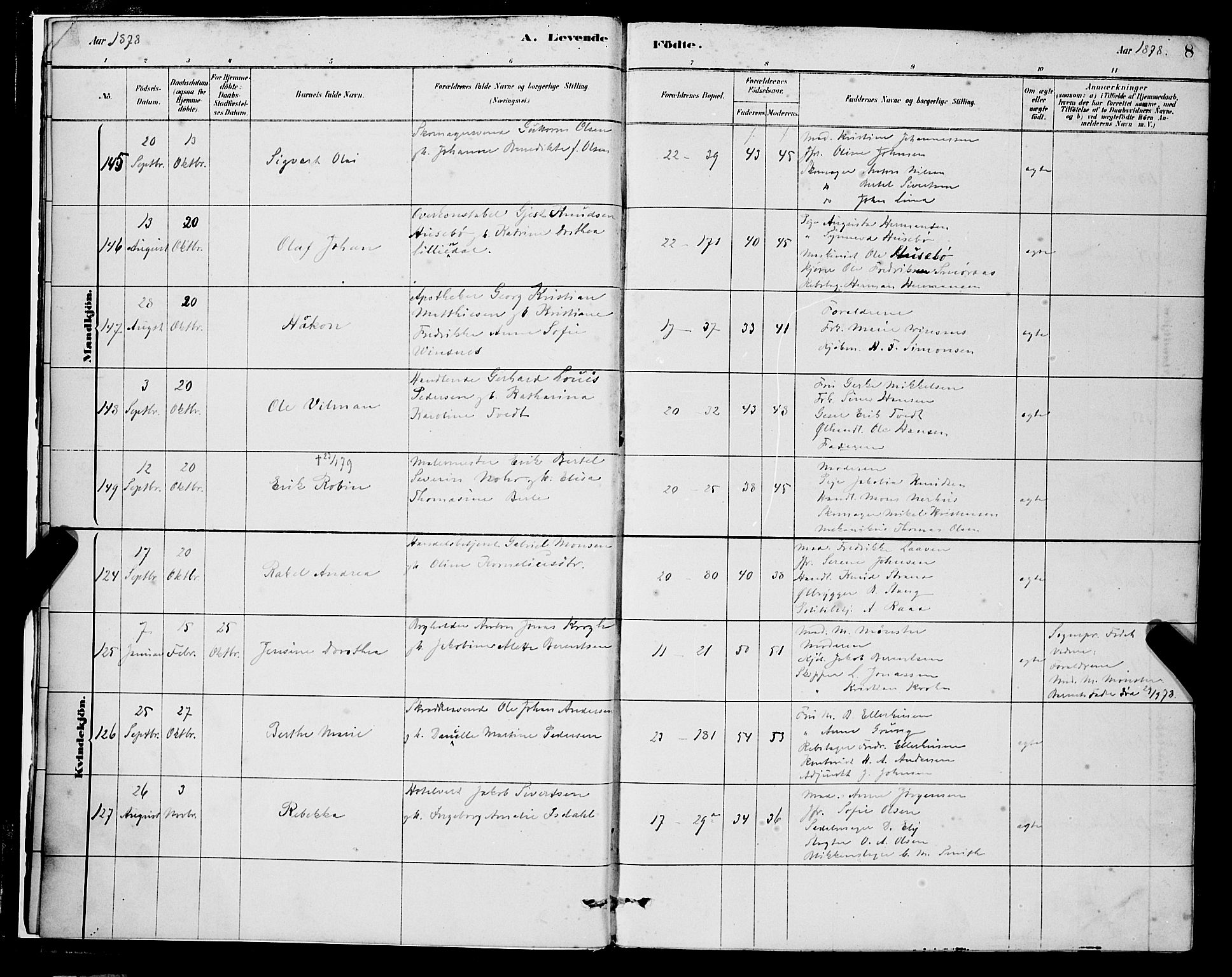 Korskirken sokneprestembete, SAB/A-76101/H/Hab: Parish register (copy) no. B 8, 1878-1887, p. 8