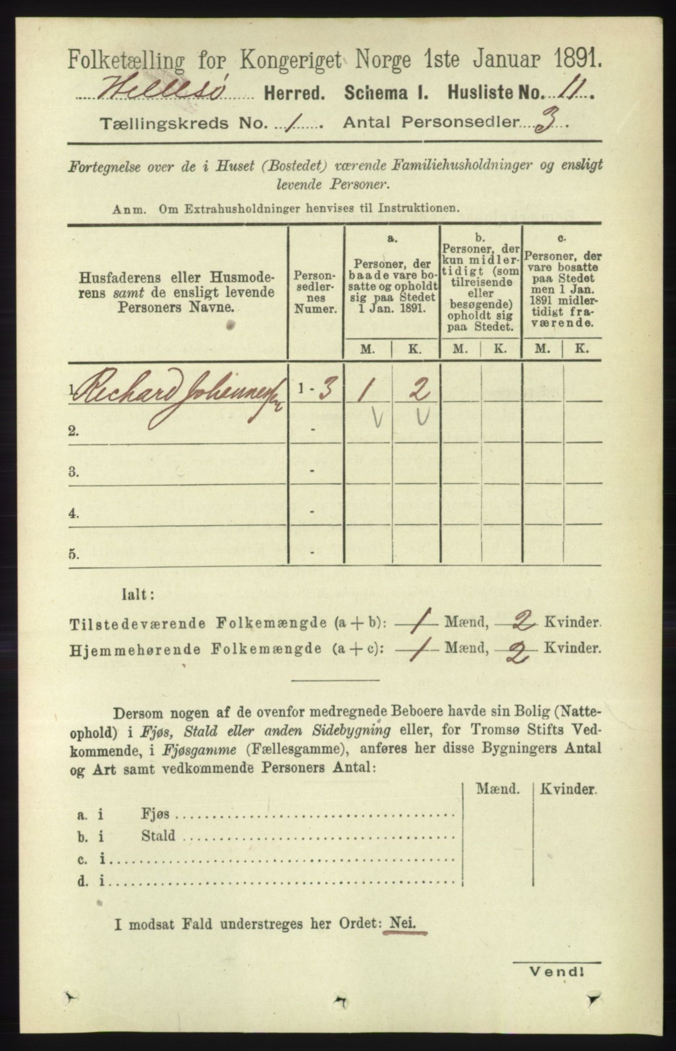 RA, 1891 census for 1930 Hillesøy, 1891, p. 24