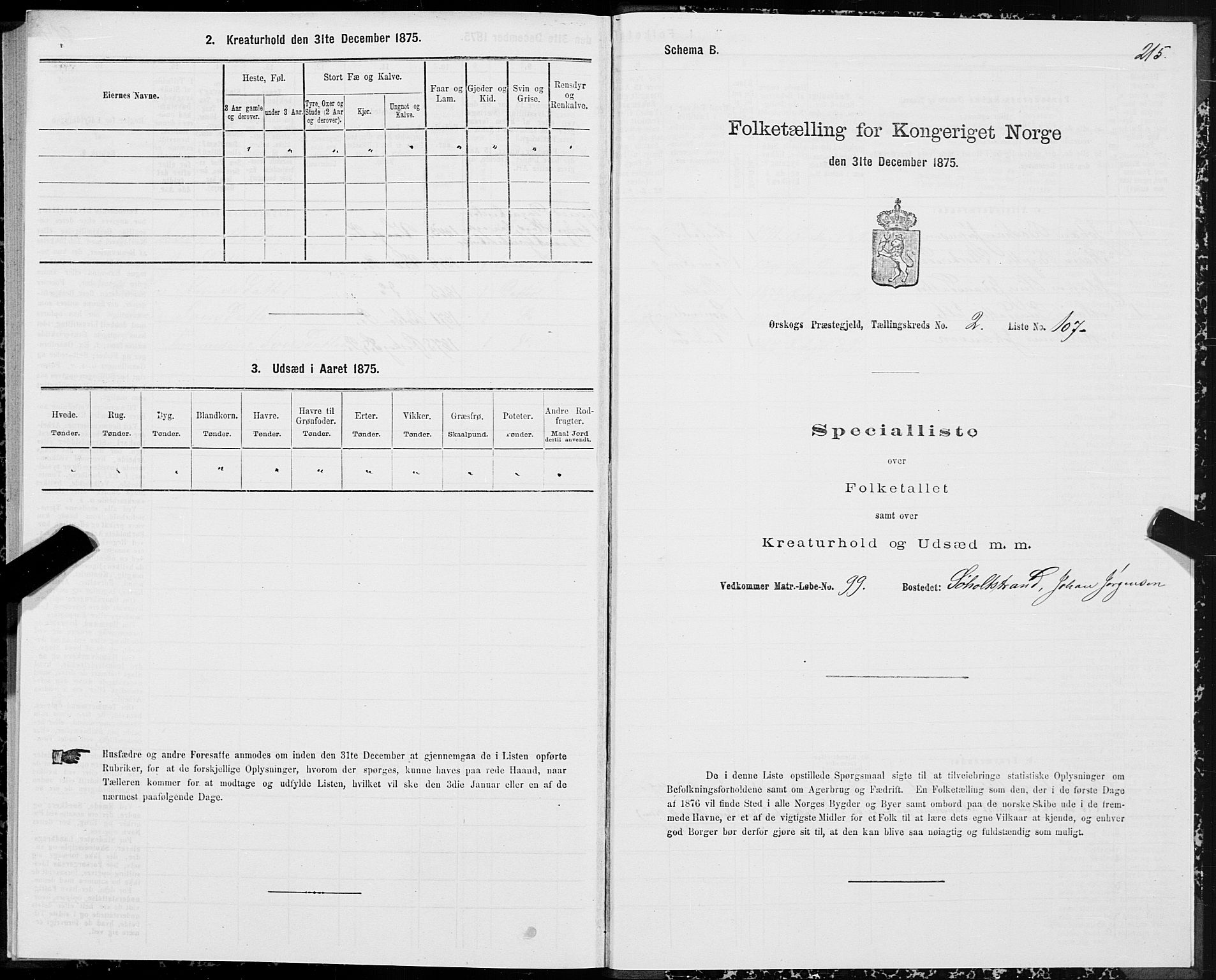 SAT, 1875 census for 1527P Ørskog, 1875, p. 2215