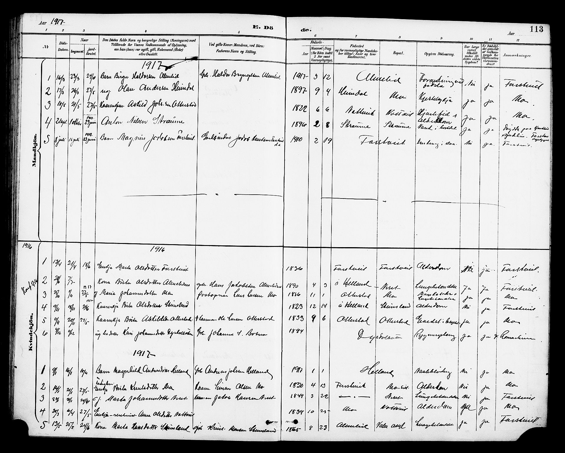 Osterfjorden Soknepresembete, SAB/A-77301: Parish register (copy) no. B 2, 1891-1922, p. 113