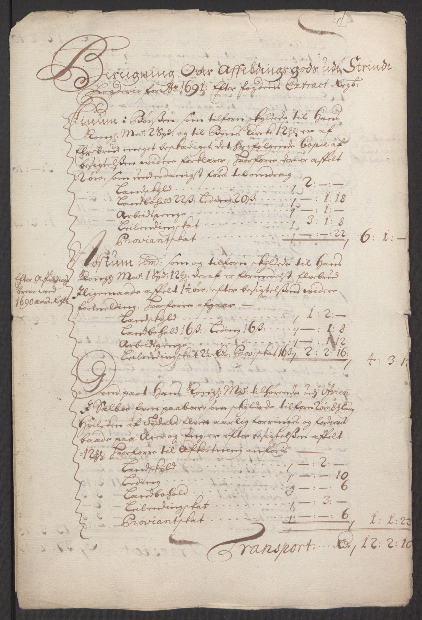 Rentekammeret inntil 1814, Reviderte regnskaper, Fogderegnskap, AV/RA-EA-4092/R61/L4103: Fogderegnskap Strinda og Selbu, 1691-1692, p. 225