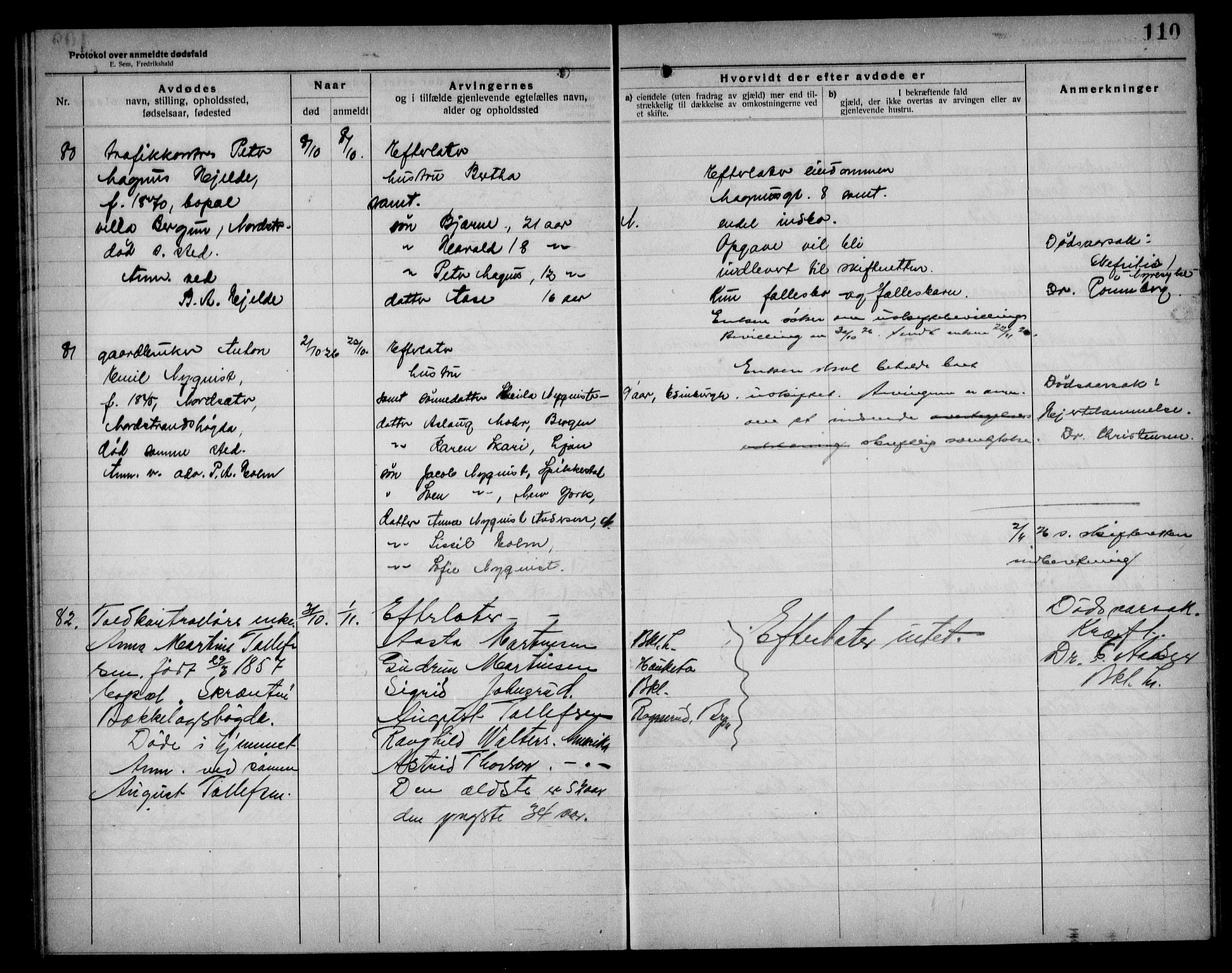 Aker kriminaldommer, skifte- og auksjonsforvalterembete, AV/SAO-A-10452/H/Hb/Hba/Hbad/L0001: Dødsfallsprotokoll for Nordstrand, 1922-1929, p. 110