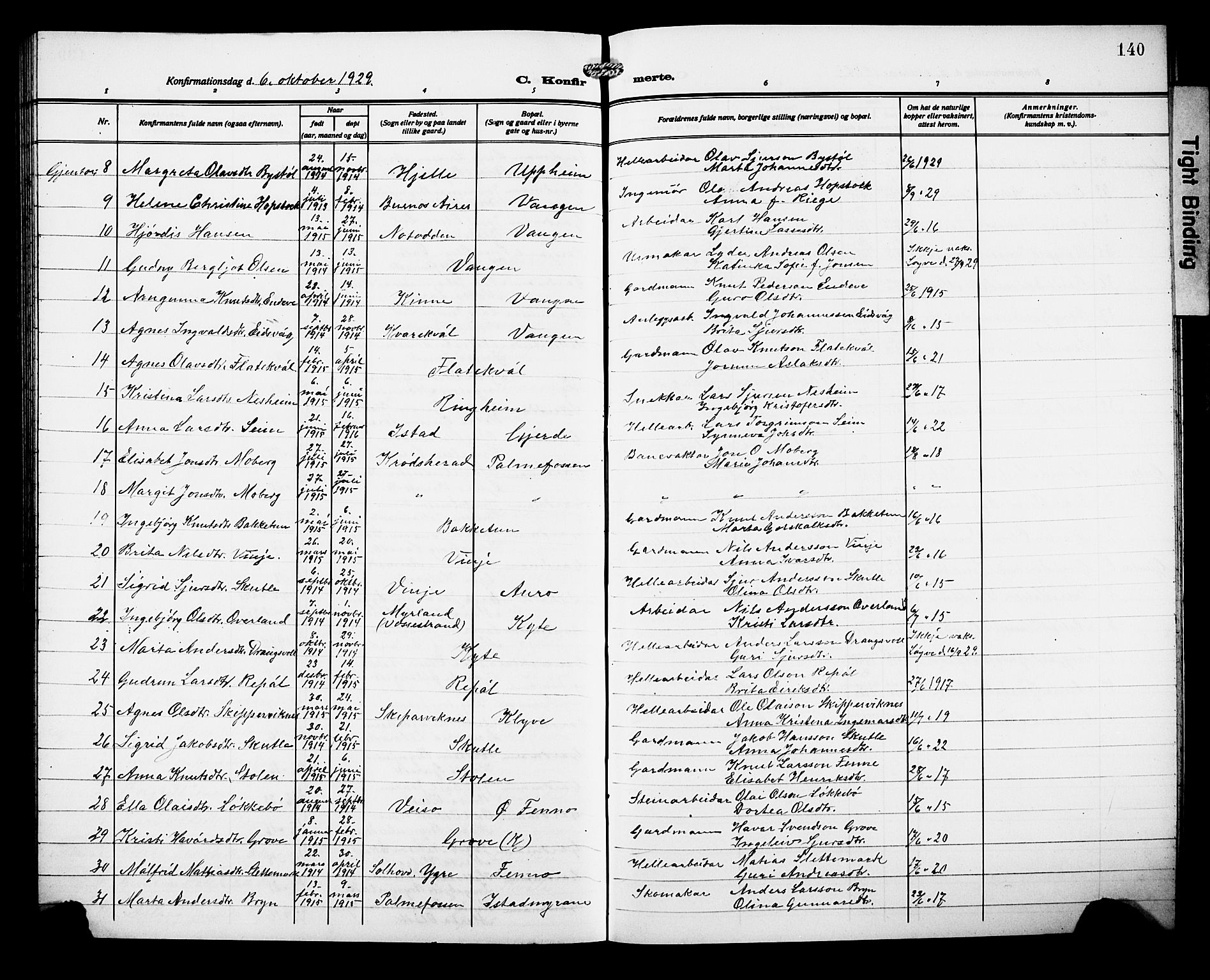 Voss sokneprestembete, AV/SAB-A-79001/H/Hab: Parish register (copy) no. D 2, 1910-1931, p. 140
