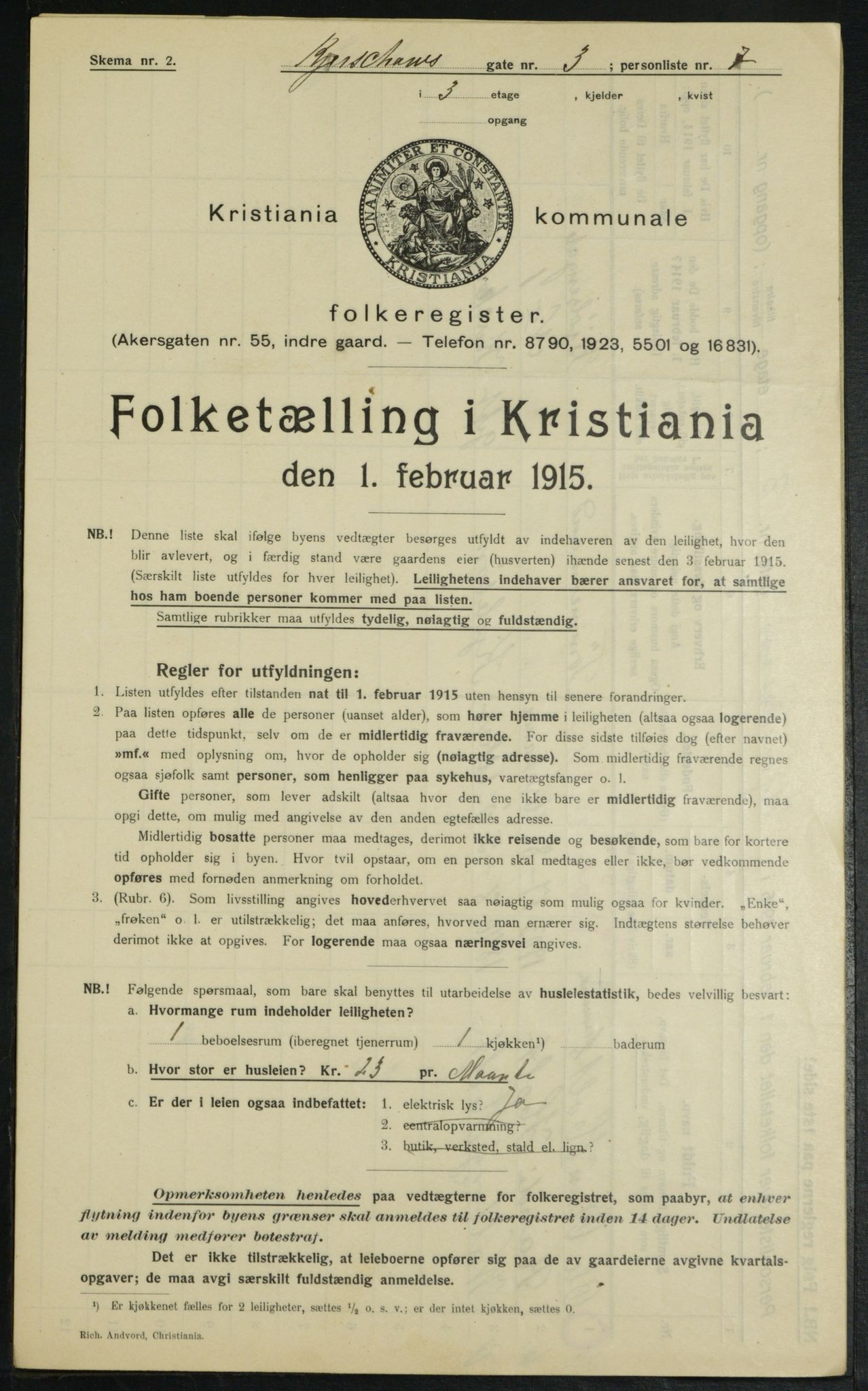 OBA, Municipal Census 1915 for Kristiania, 1915, p. 48949